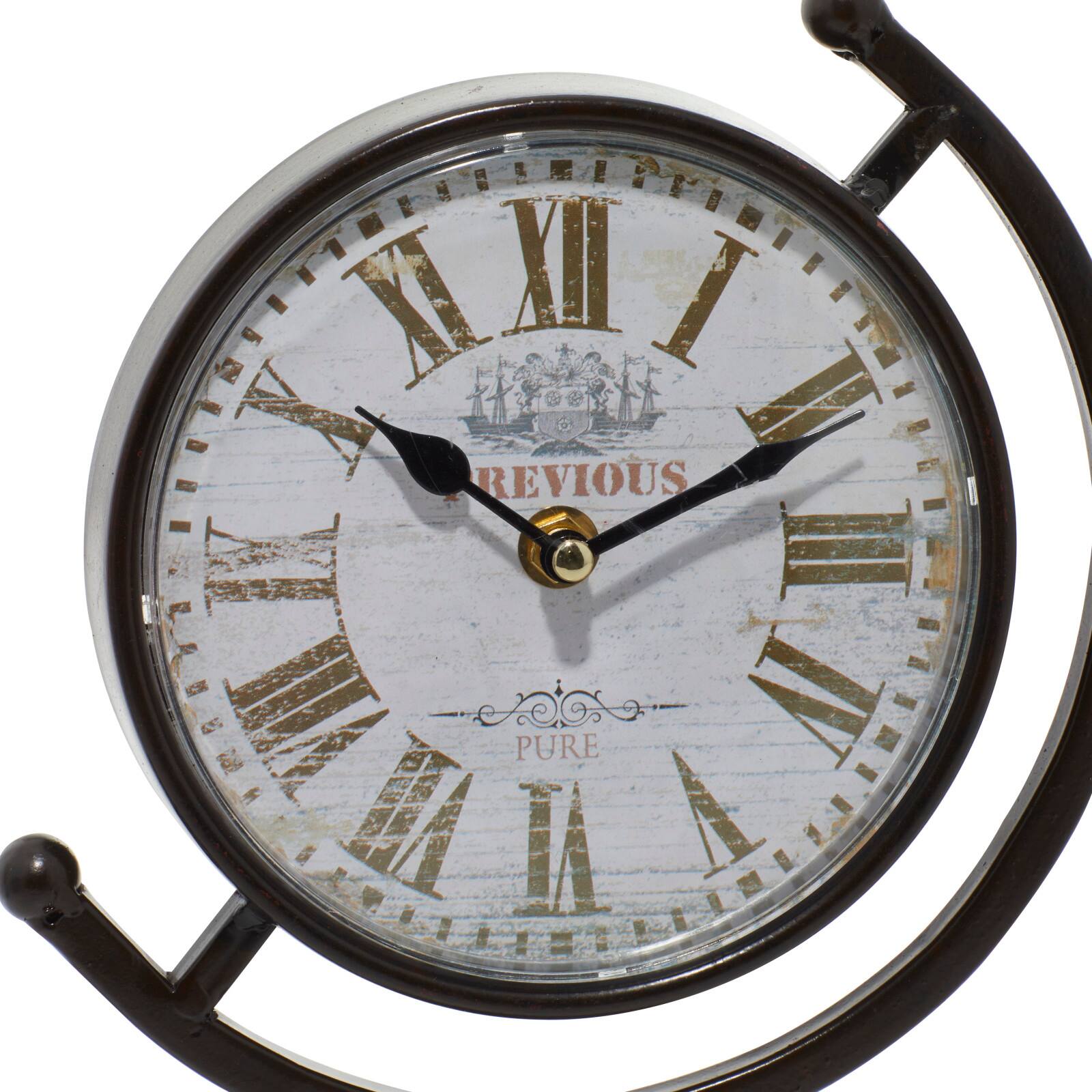 12&#x22; Black Metal Vintage Standing Clock Set