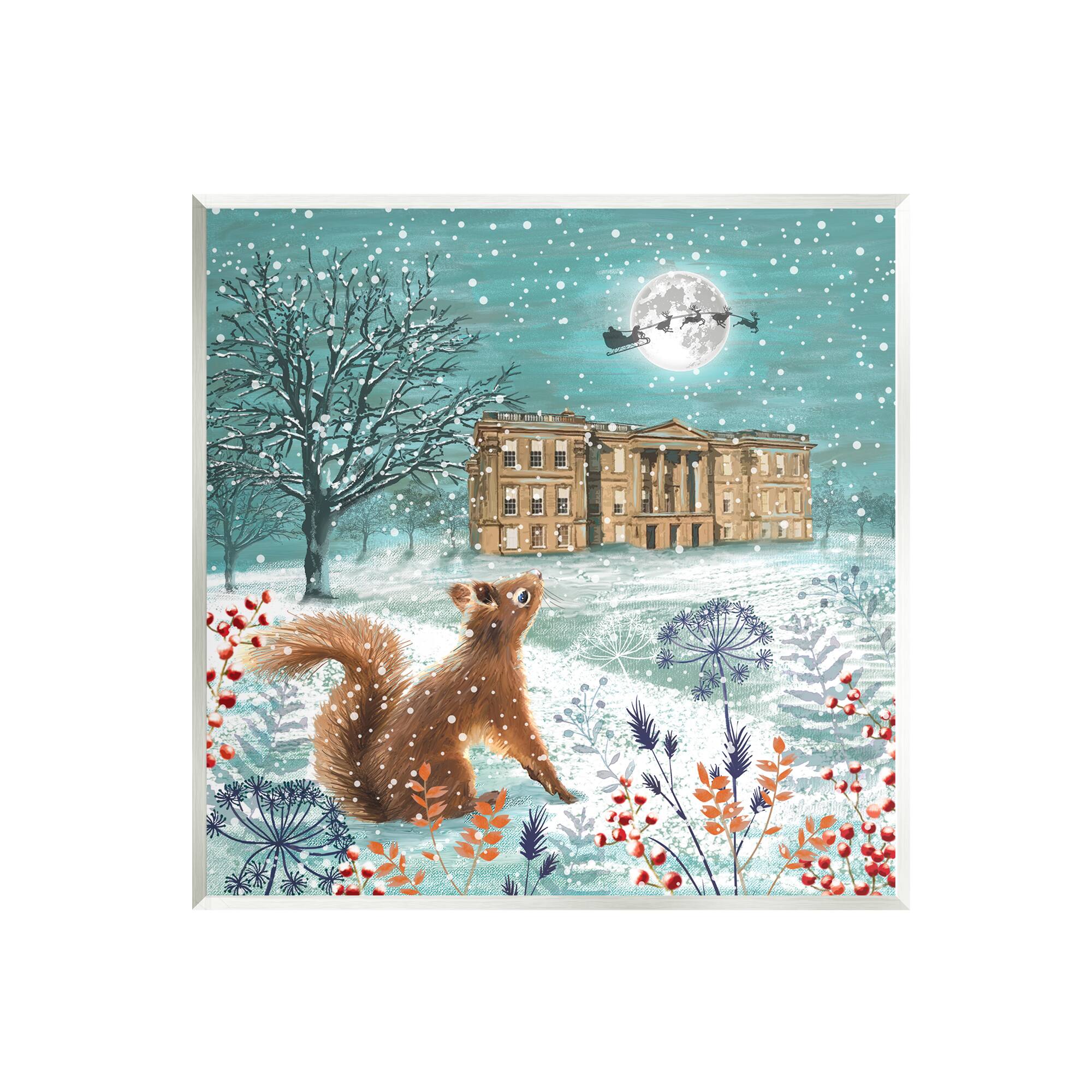 Stupell Industries Squirrel Watching Santa Claus Wall Art Plaque