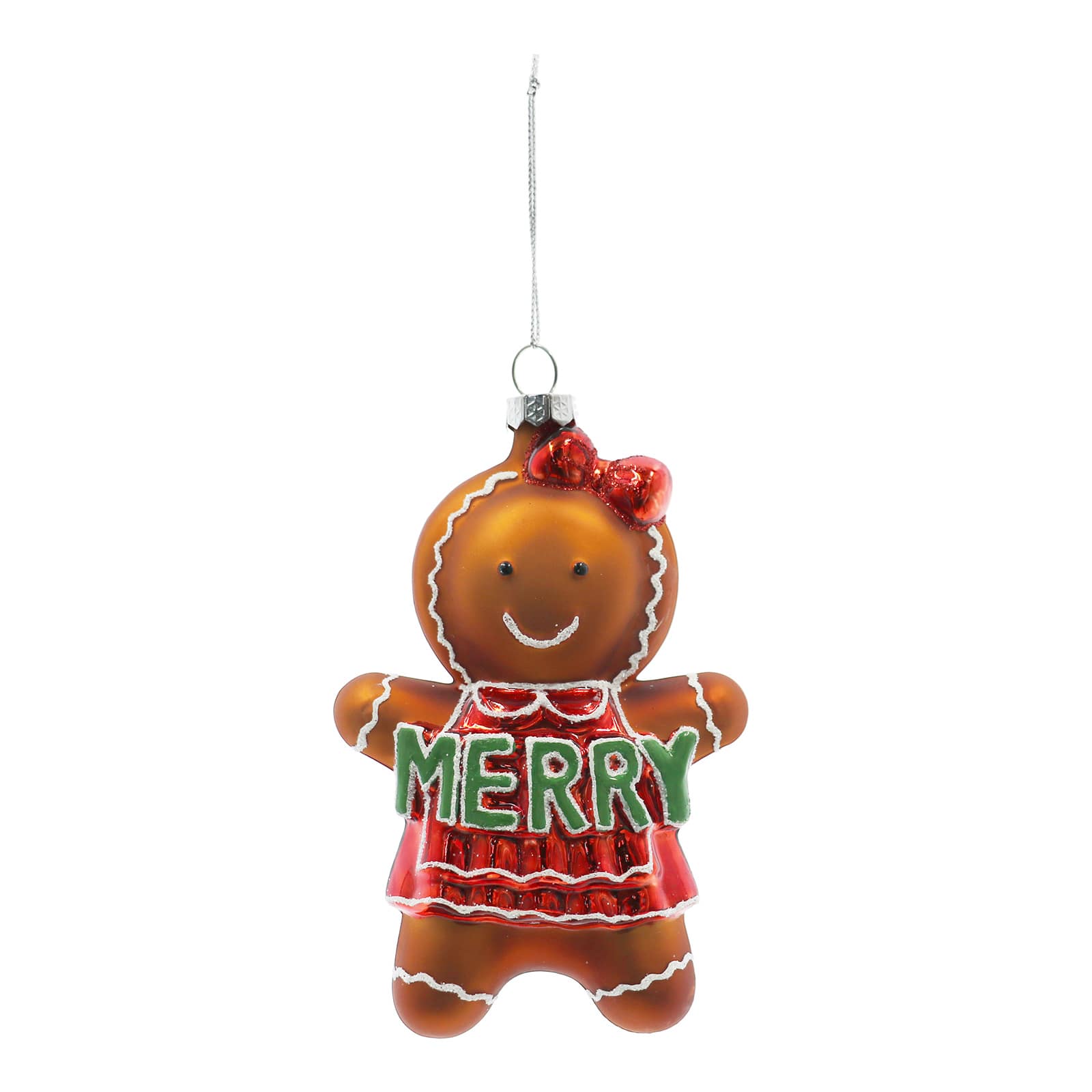 5.25&#x22; Merry Gingerbread Woman Glass Ornament by Ashland&#xAE;