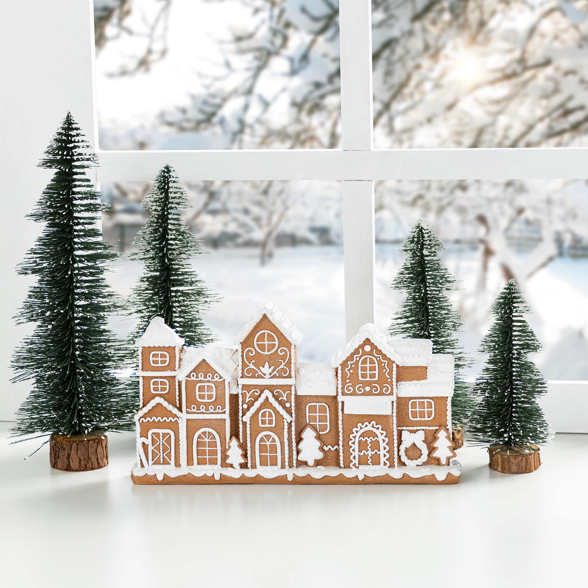Glitzhome® 12" Christmas Resin Gingerbread Townhouse Table Decor