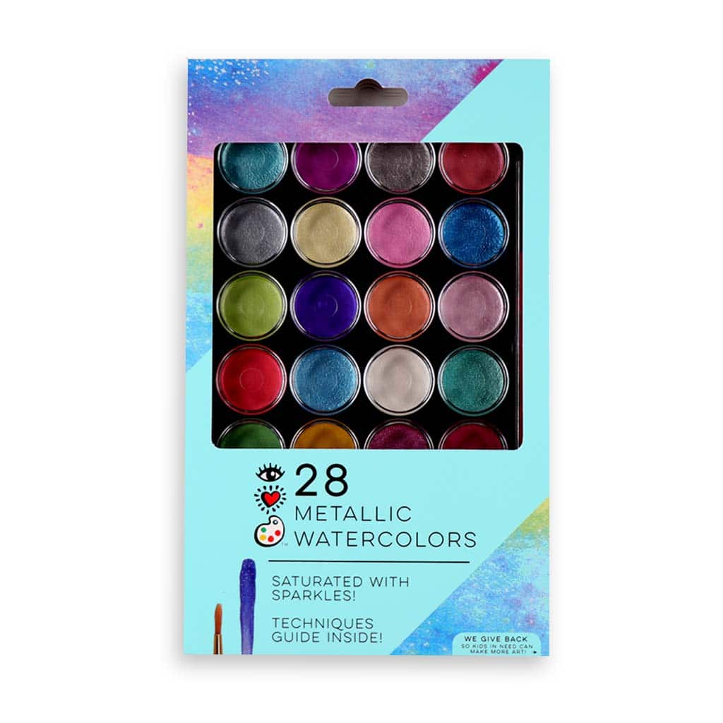Bright Stripes iHeartArt 28 Metallic Watercolor Paint Set