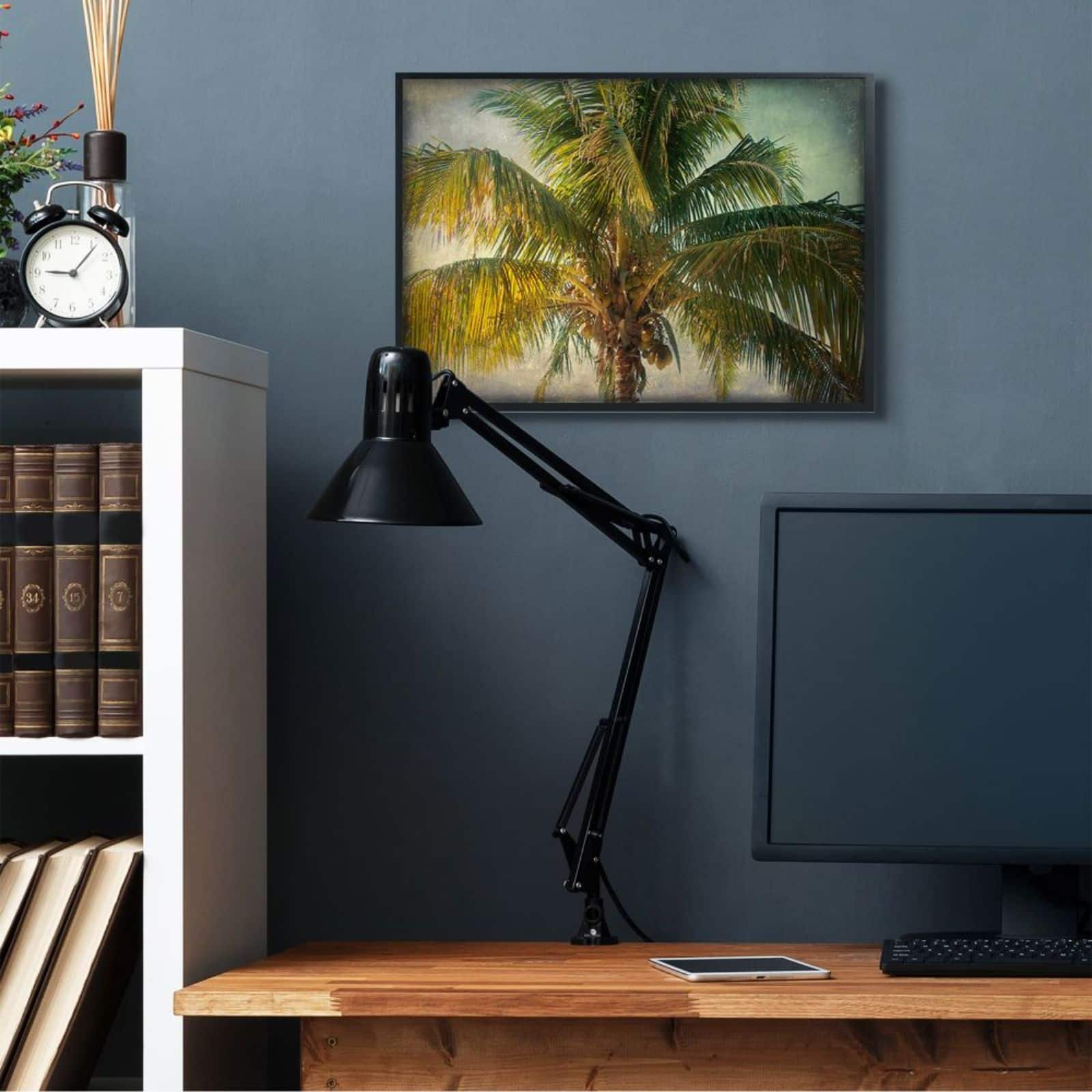 Stupell Industries Distressed Tropical Summer Palm Tree Photograph Black Framed Wall Art