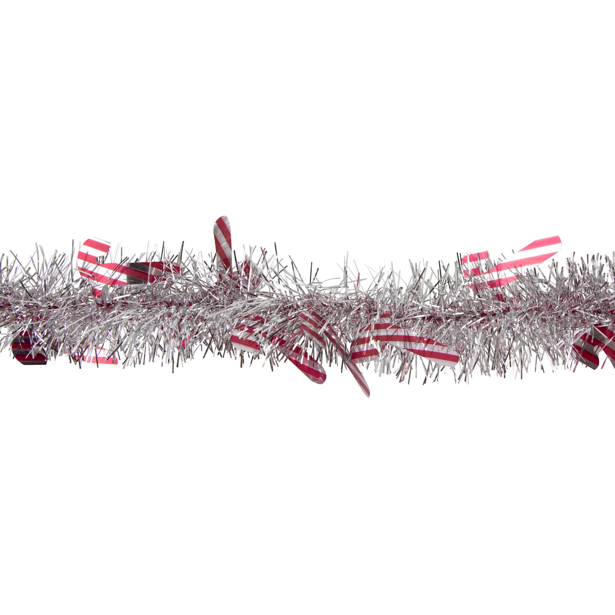 50ft. Silver Christmas Candy Cane Wrapped Tinsel Garland