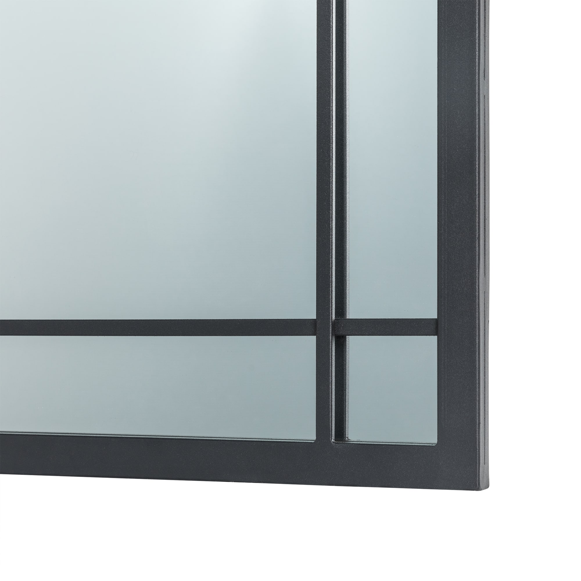 Glitzhome&#xAE; 33&#x22; Black Arched Windowpane Wall Mirror