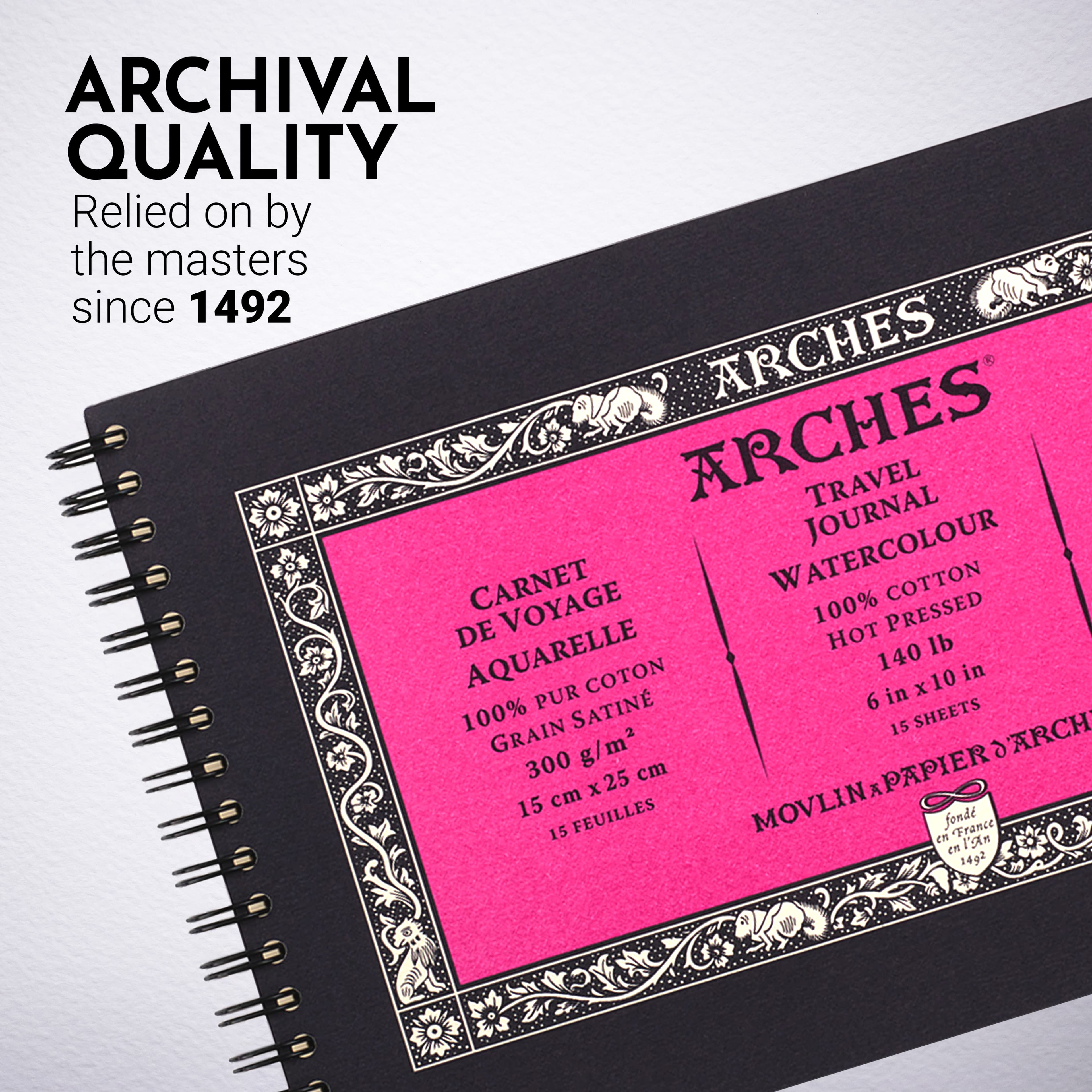 ARCHES® Aquarelle 10" x 6" Hot Pressed Watercolor Travel Journal