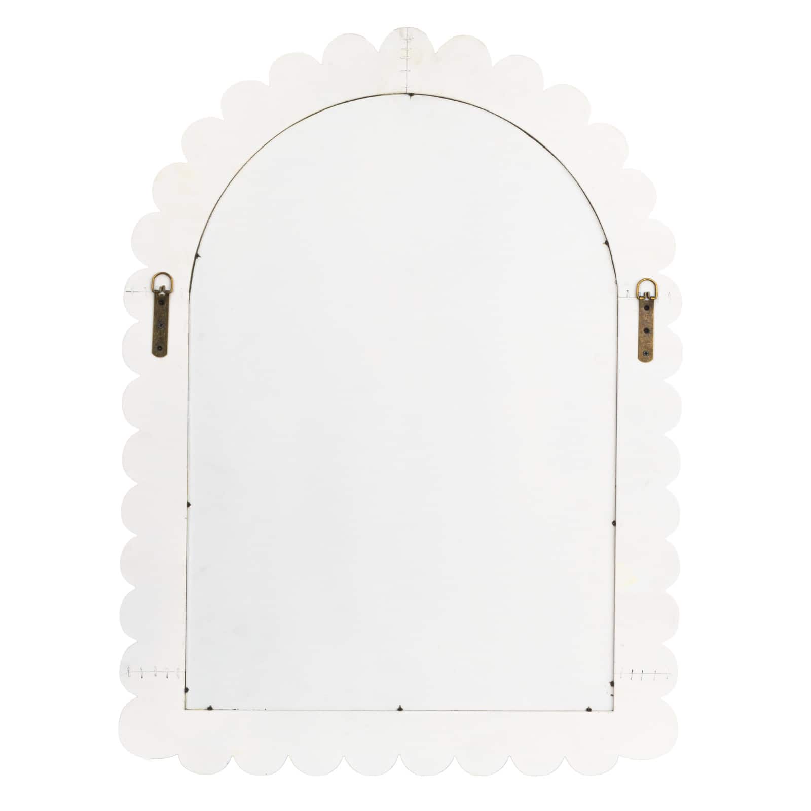 Hello Honey&#xAE; 31.5&#x22; White Arched Raised Scallop Pattern Wall Mirror