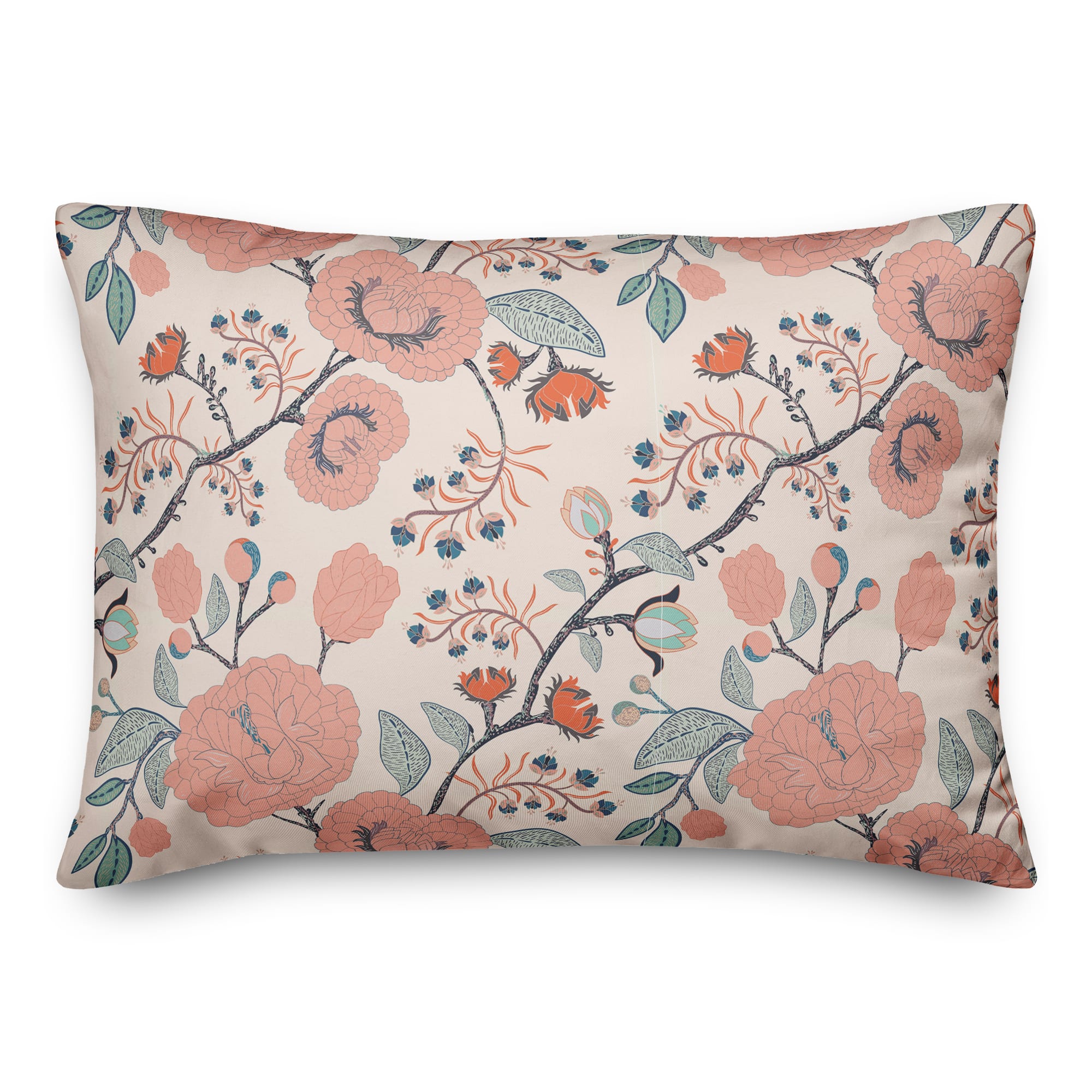 Pink Navy Floral 14&#x22; x 20&#x22; Throw Pillow