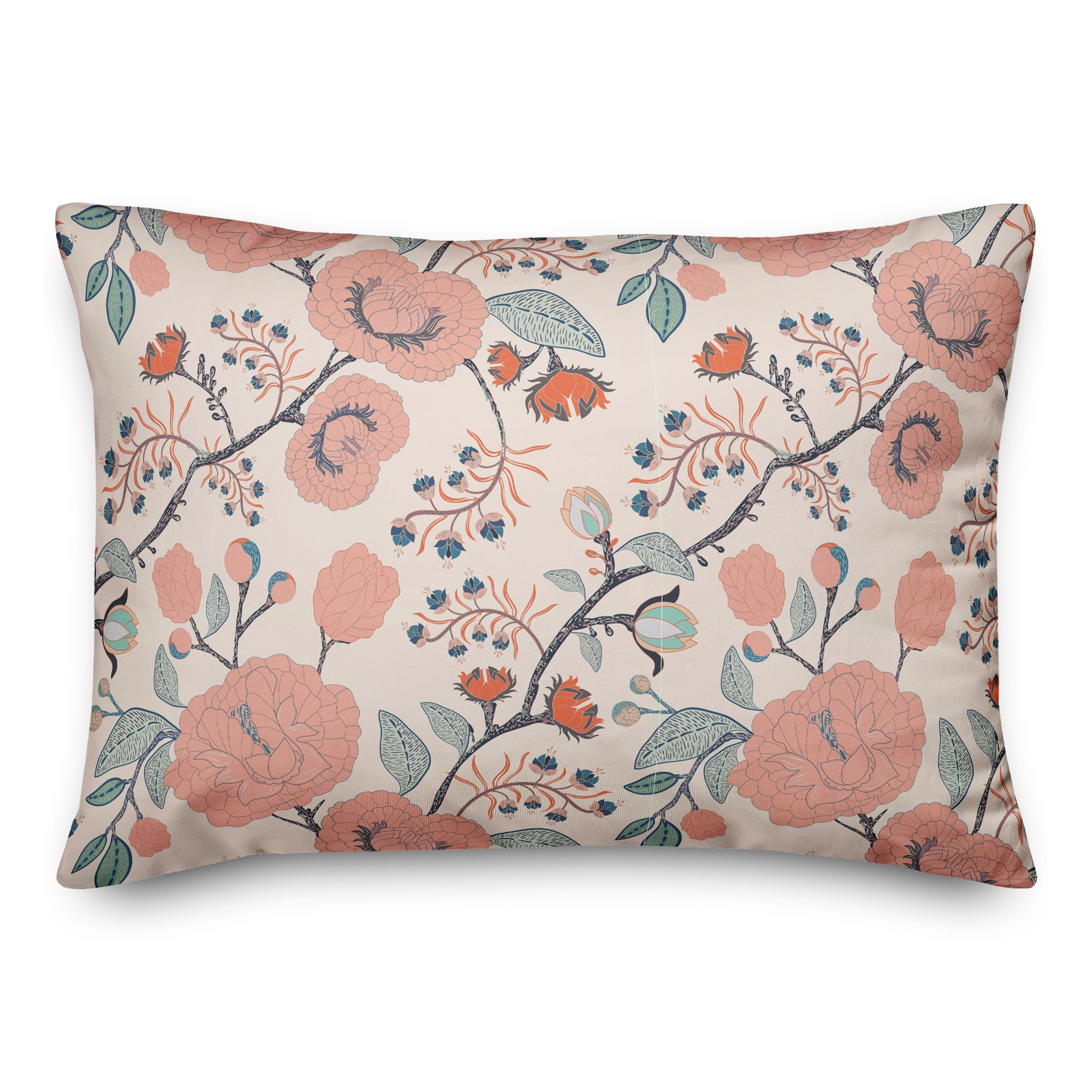 Pink Navy Floral 14" x 20" Throw Pillow