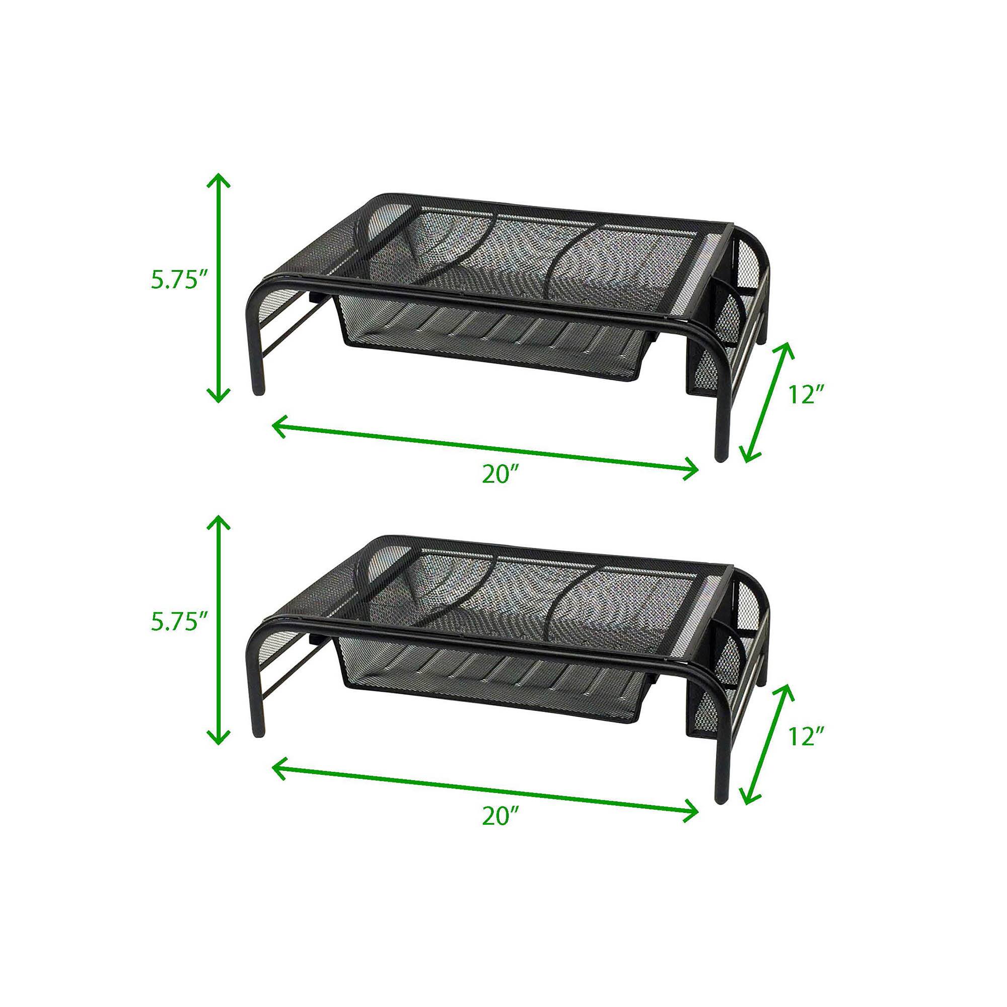 Mind Reader Black Metal Mesh Monitor Riser Stand & Desk Organizer With Drawer Set