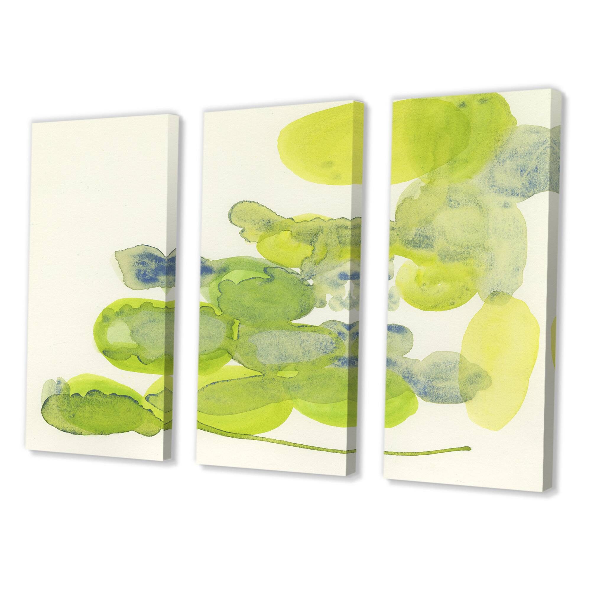 Designart - Handpainted Green Leaves Impression