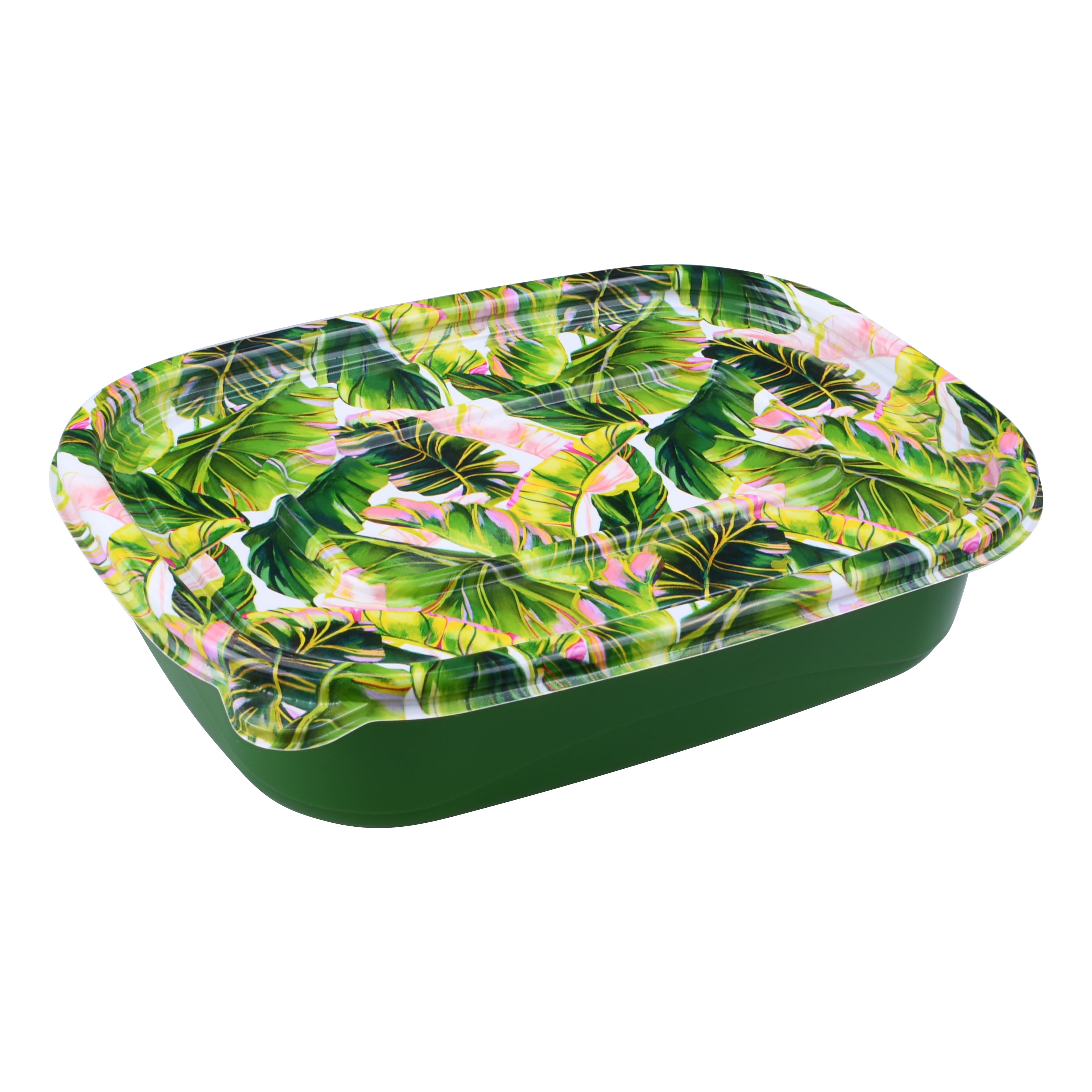 8.5&#x22; Green Tropical Leaf Food Storage Container by Makery&#x2122;