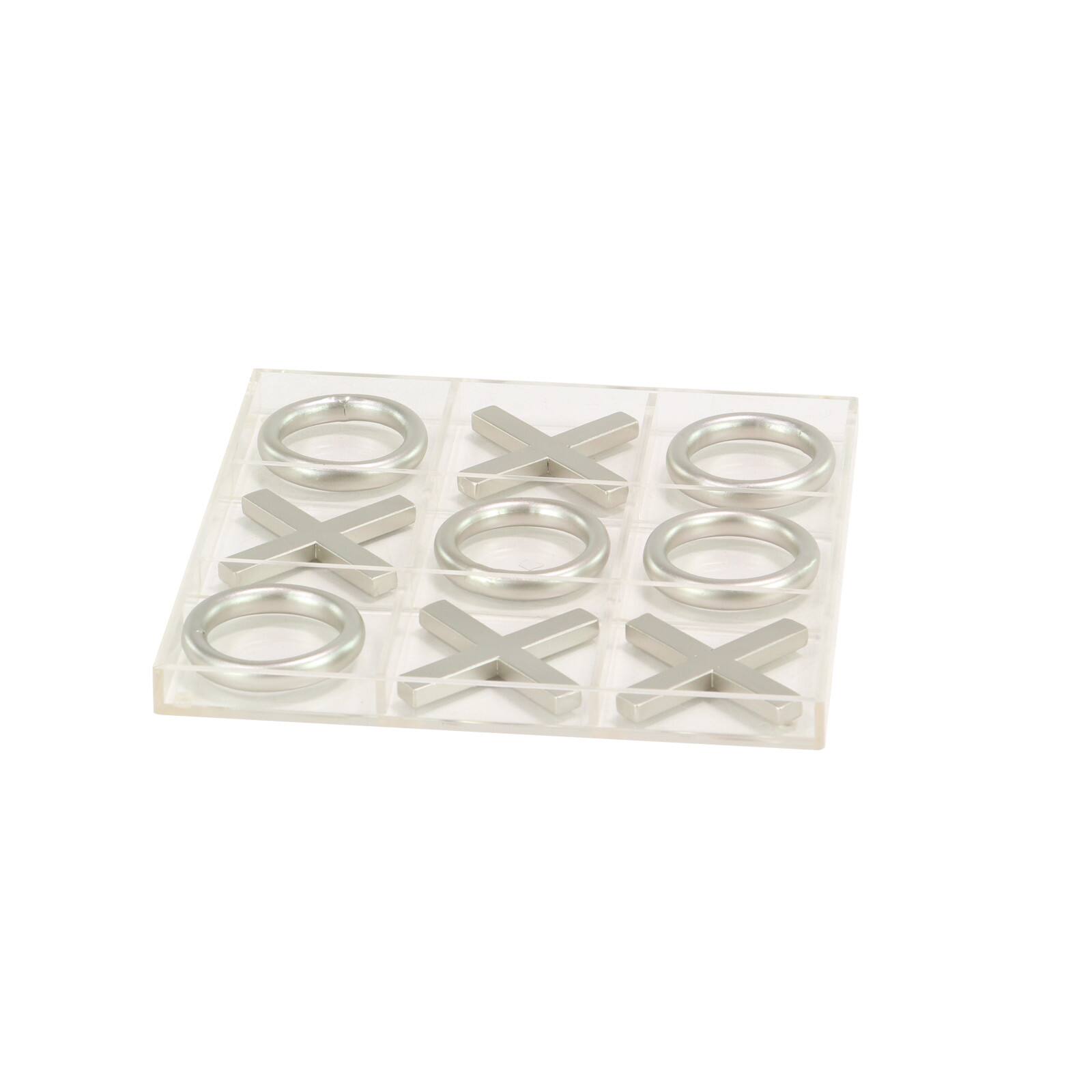 Silver Acrylic & Metal Glam Tic-Tac-Toe Game Set