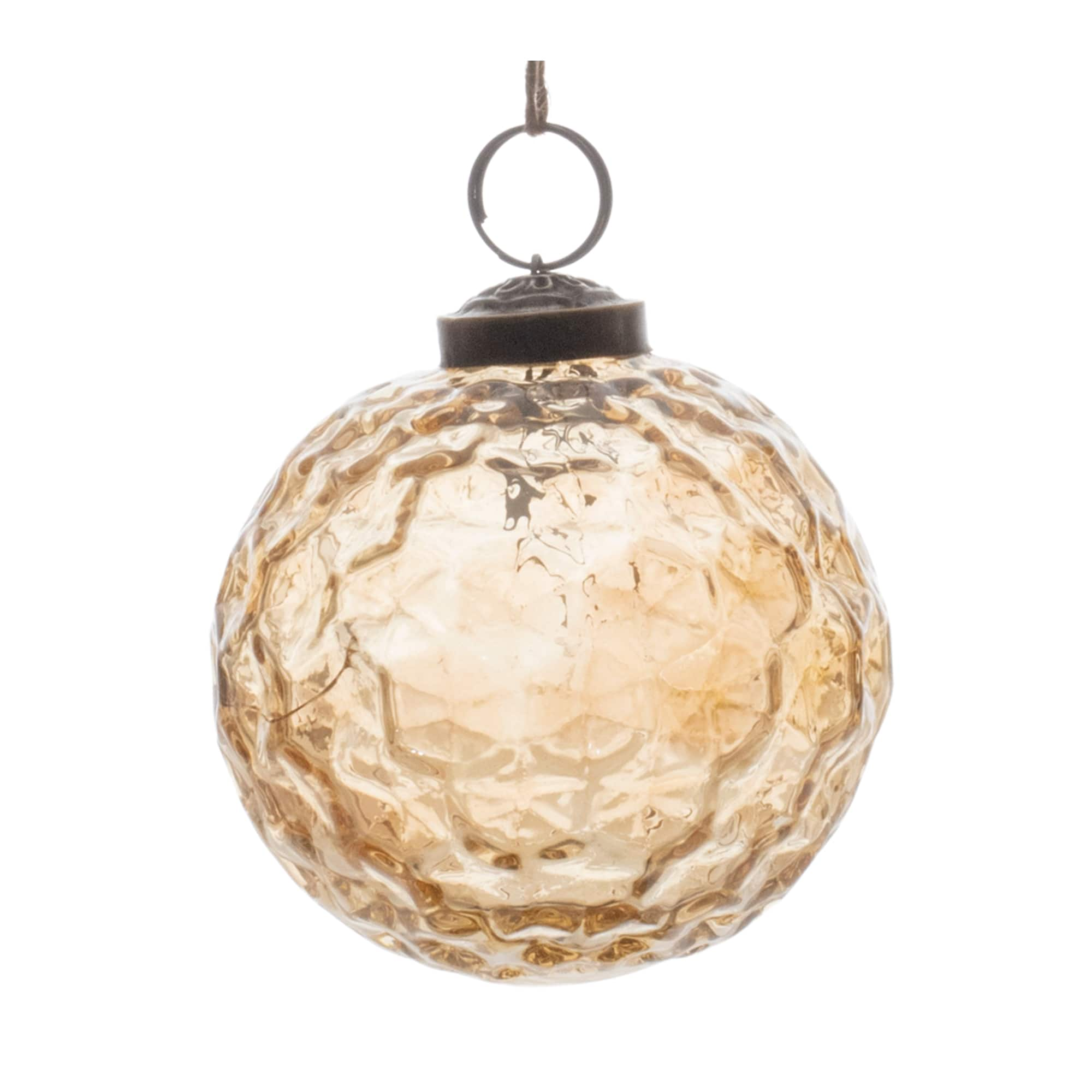 Amber Geometric Glass Ball Ornaments Set