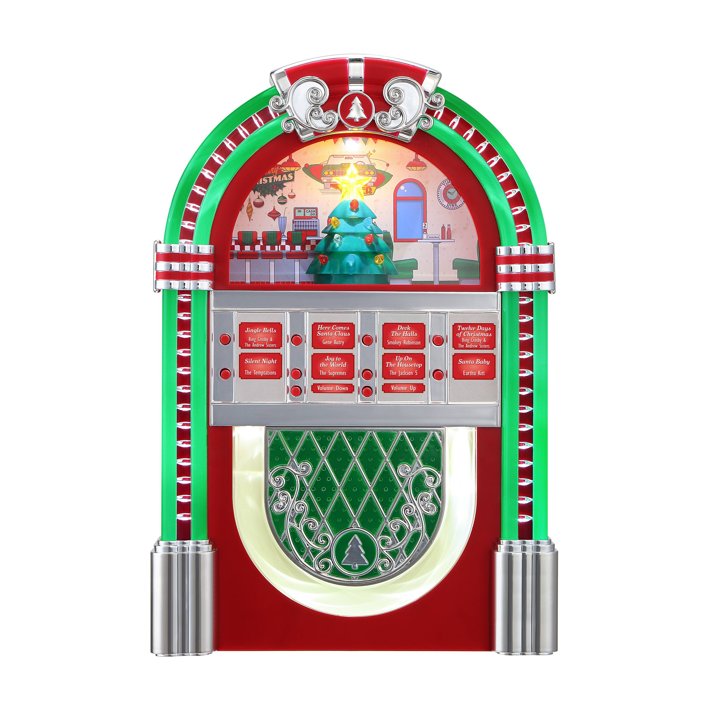 10.5&#x22; Red Vintage Christmas Jukebox
