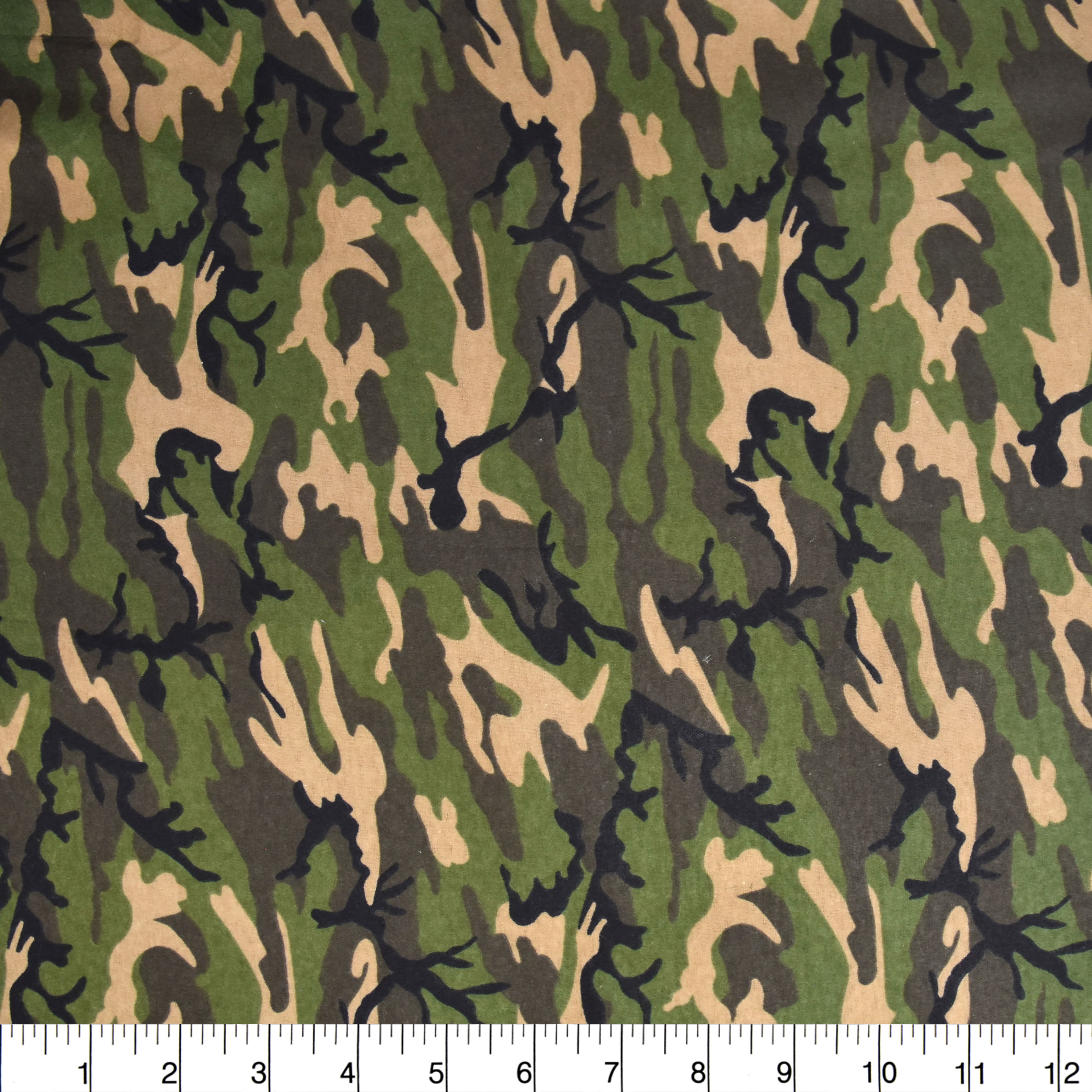 Feldman Green Camo Cotton Flannel