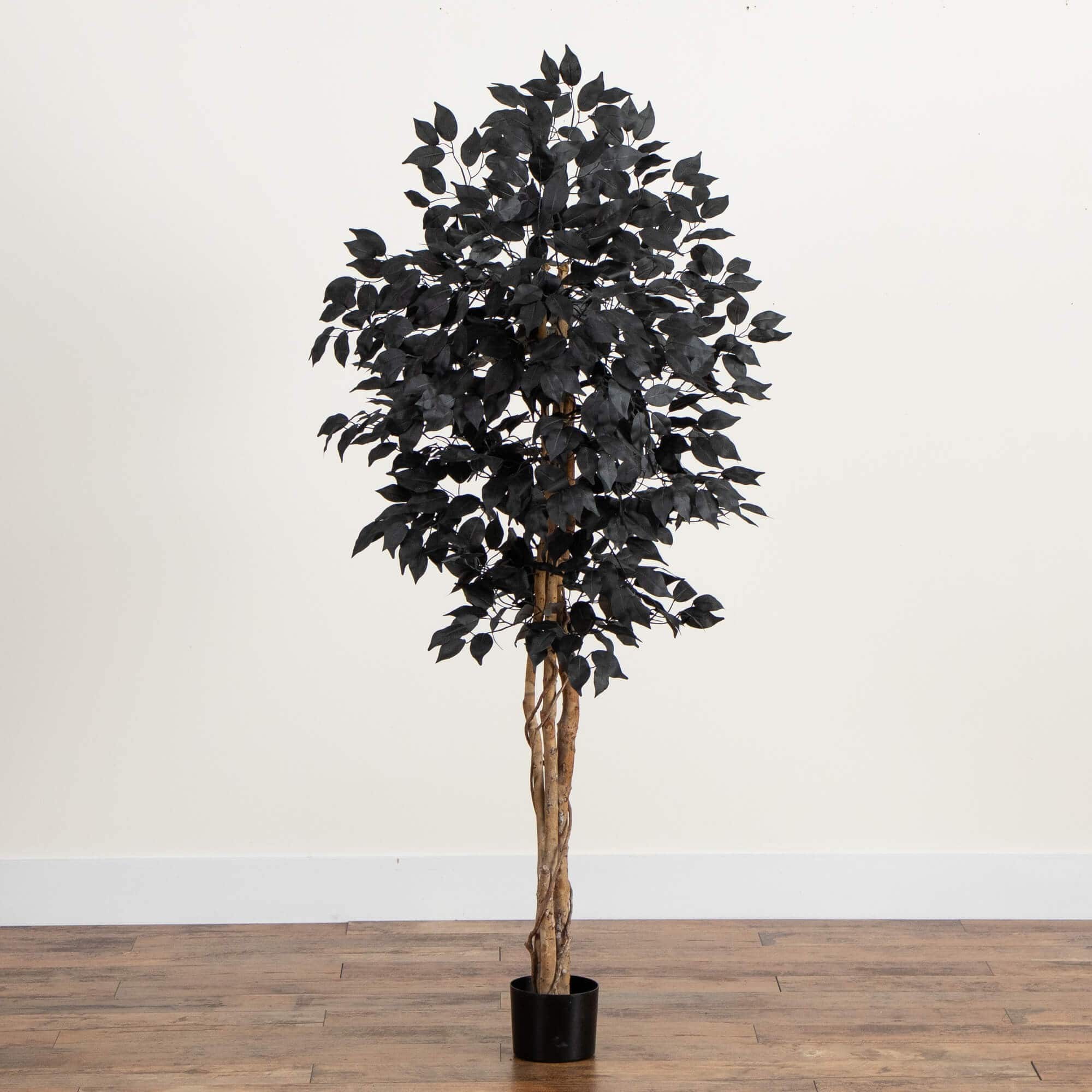 5ft. Artificial Halloween Black Ficus Tree with Natural Trunk