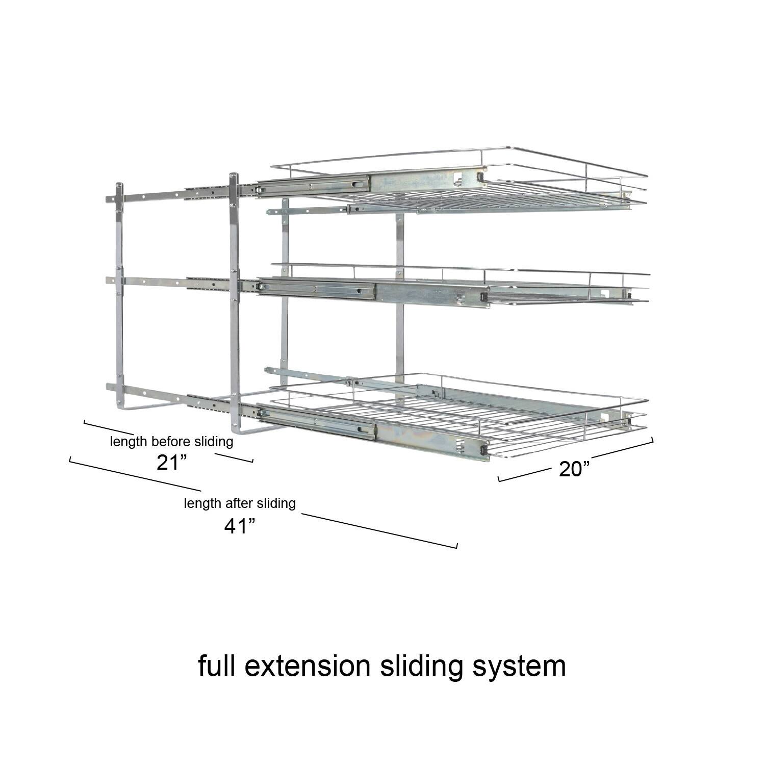 Household Essentials Glidez Chrome-Plated Steel Triple-Sliding Storage Organizer