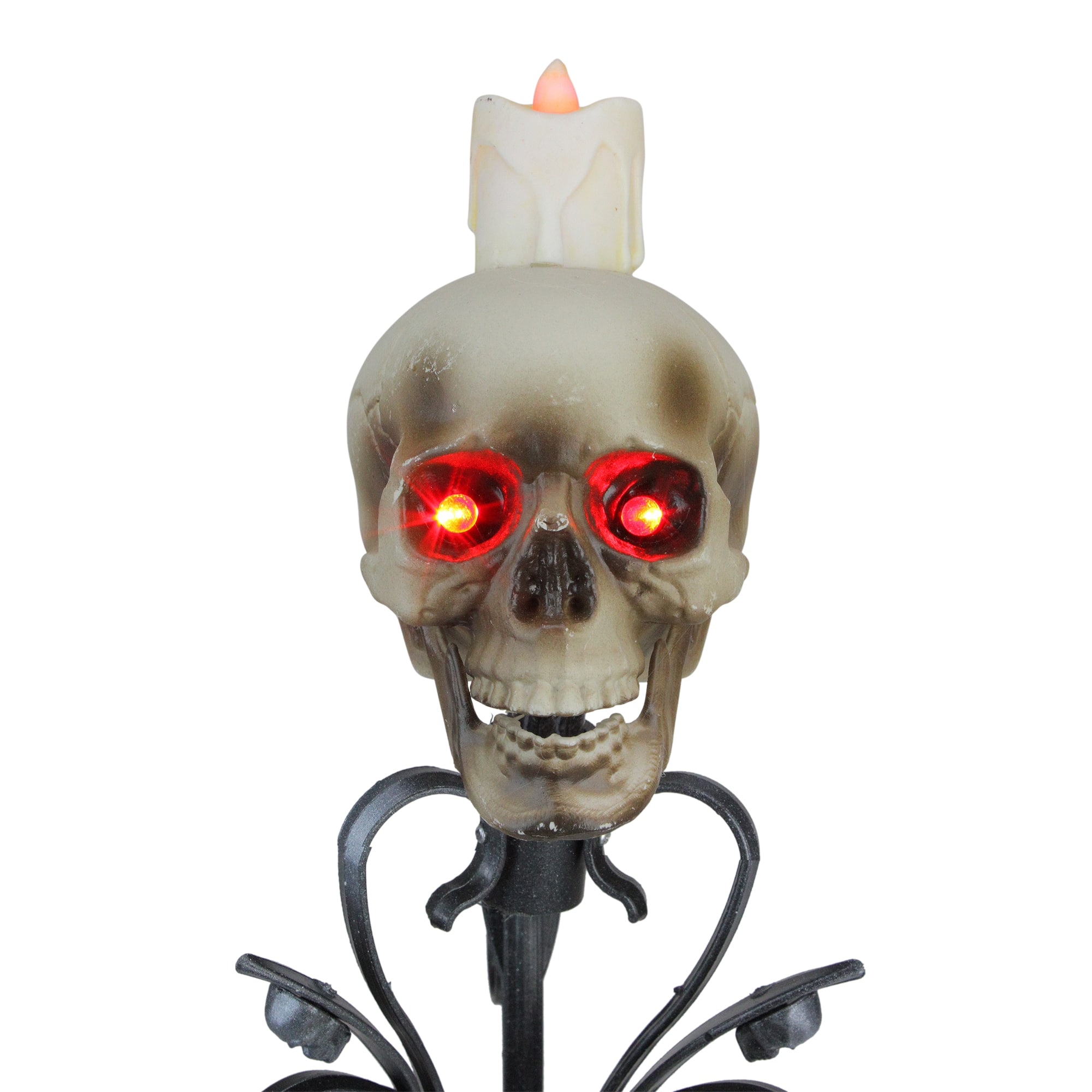 16.25" Gothic Flameless Skull Halloween Candle Holder