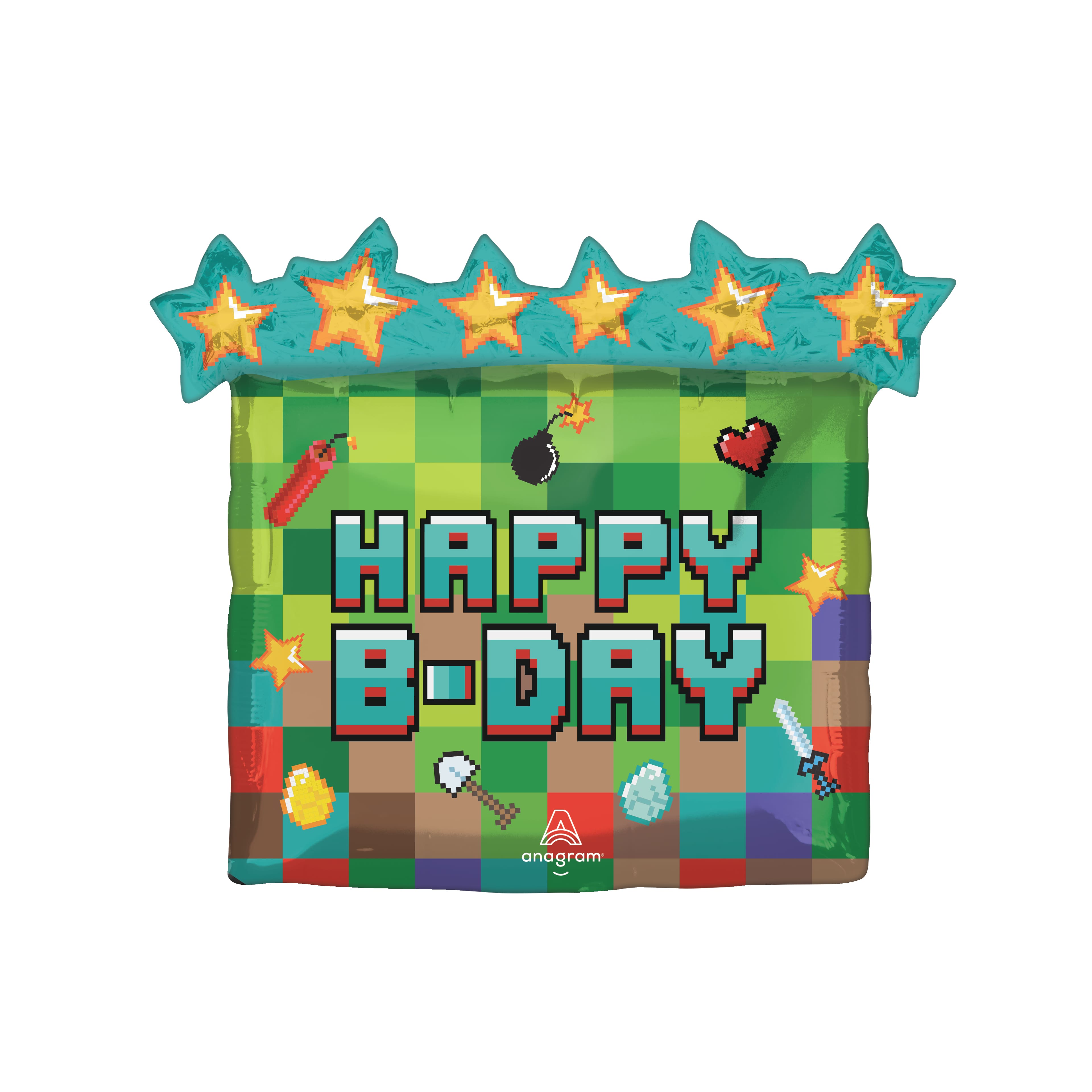 SuperShape&#xAE; 25&#x22; Happy B-Day Pixel Foil Balloon