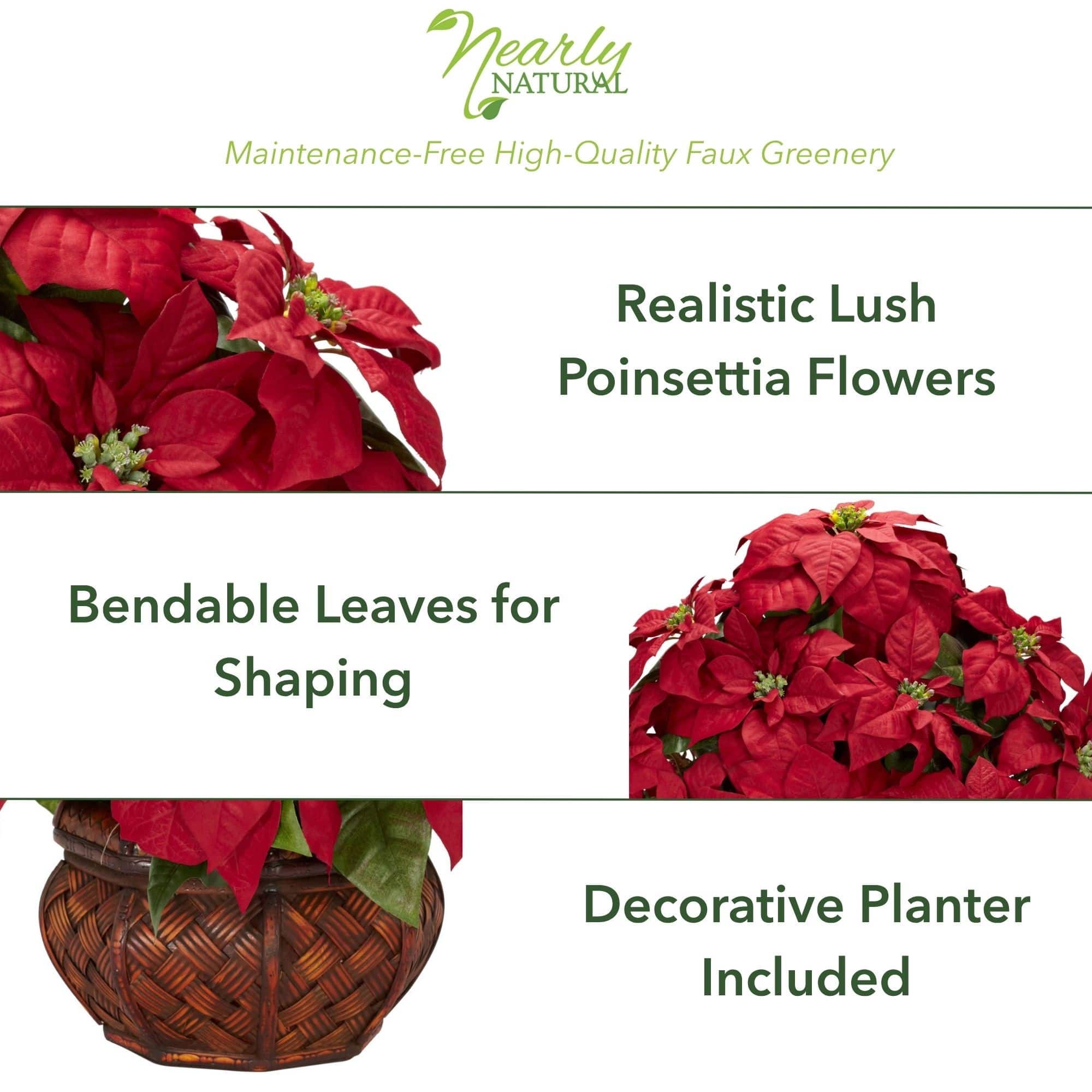 22" Potted Poinsettia with Decorative Planter