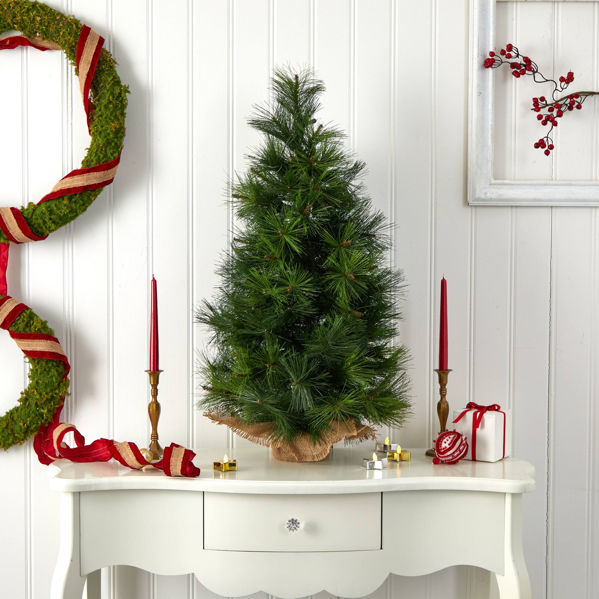 3ft. Pre-Lit Artificial Christmas Tree, Clear Lights