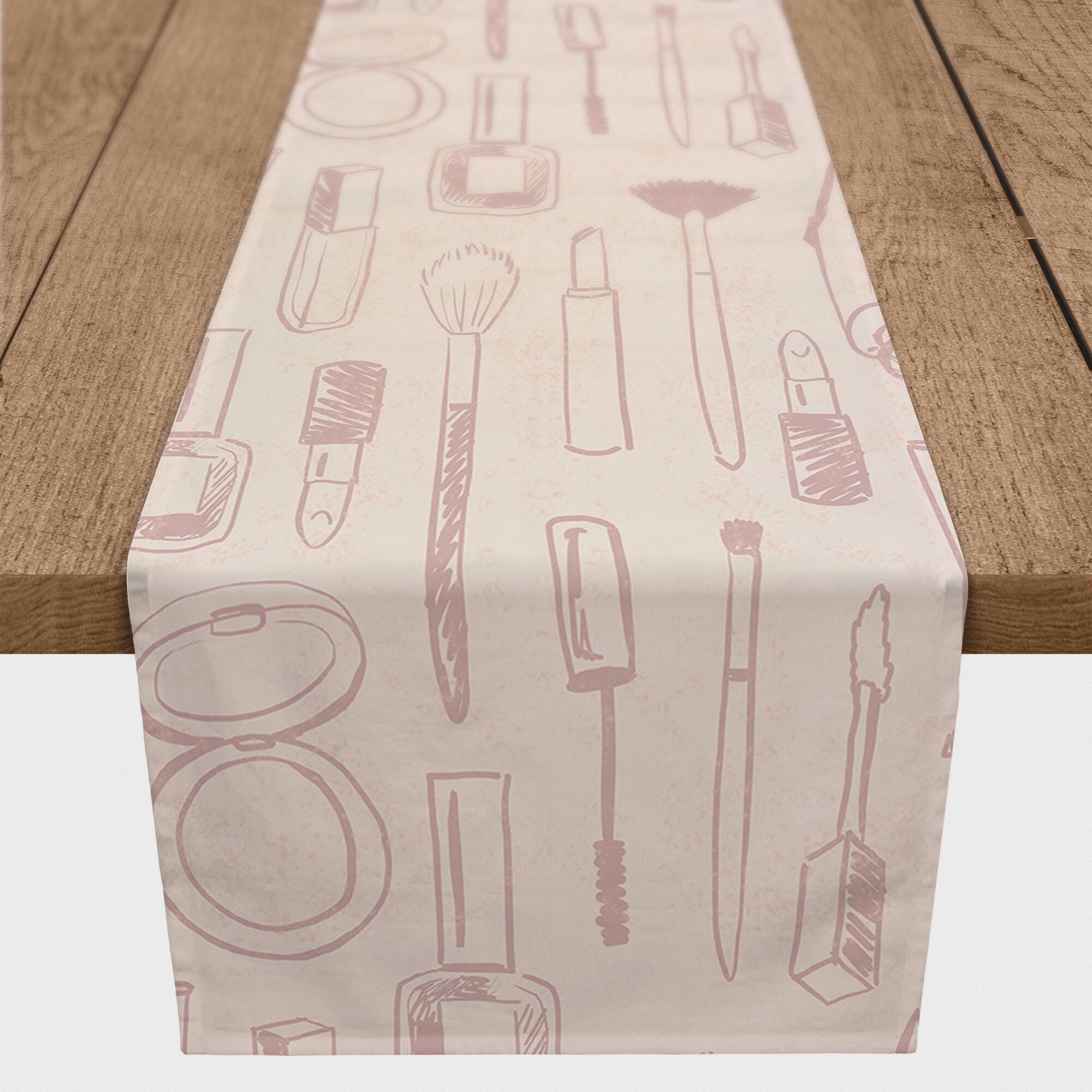 90&#x22; Makeup Icons Cotton Twill Runner