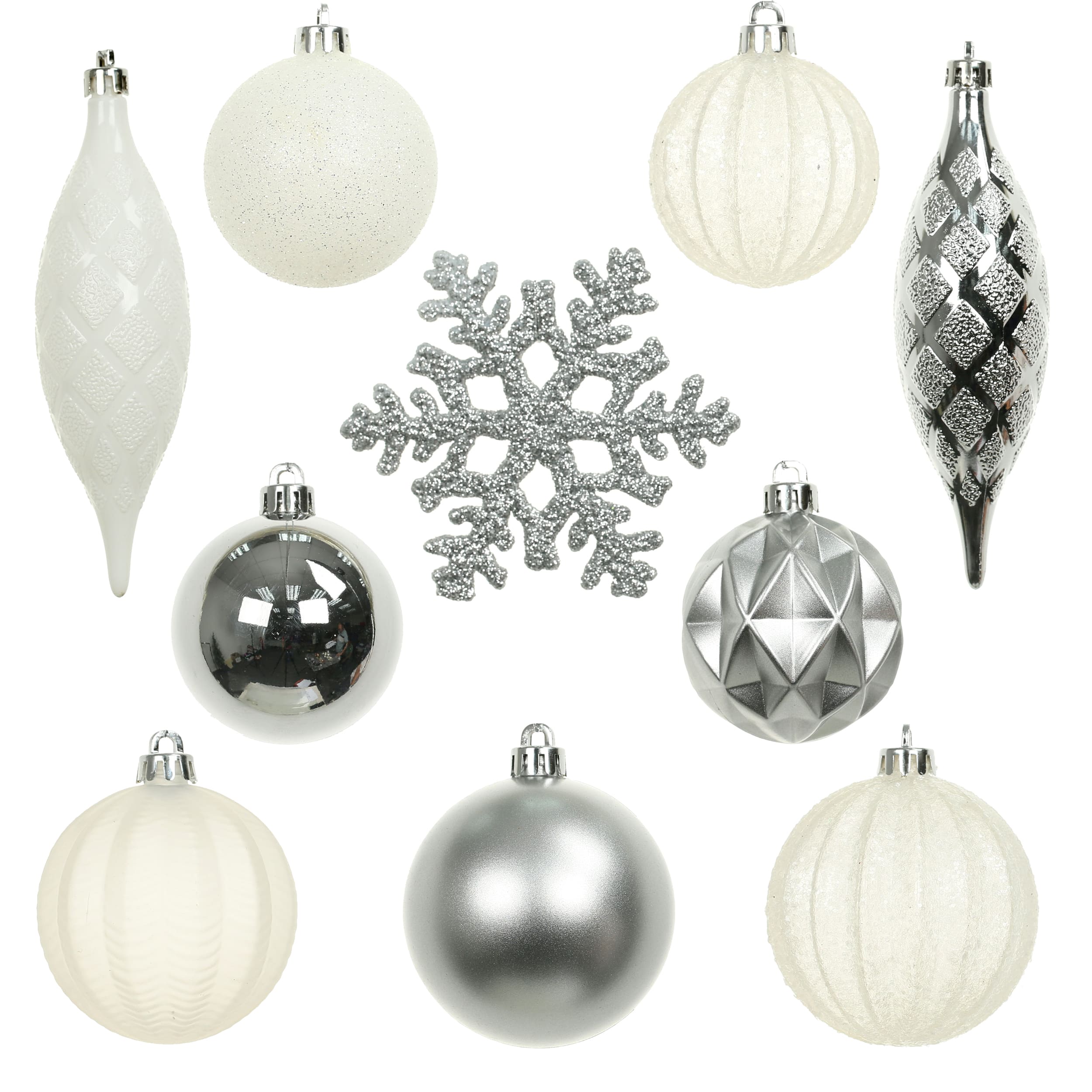 34 Pack Ball, Finial, &#x26; Snowflake Shatterproof Ornaments by Ashland&#xAE;