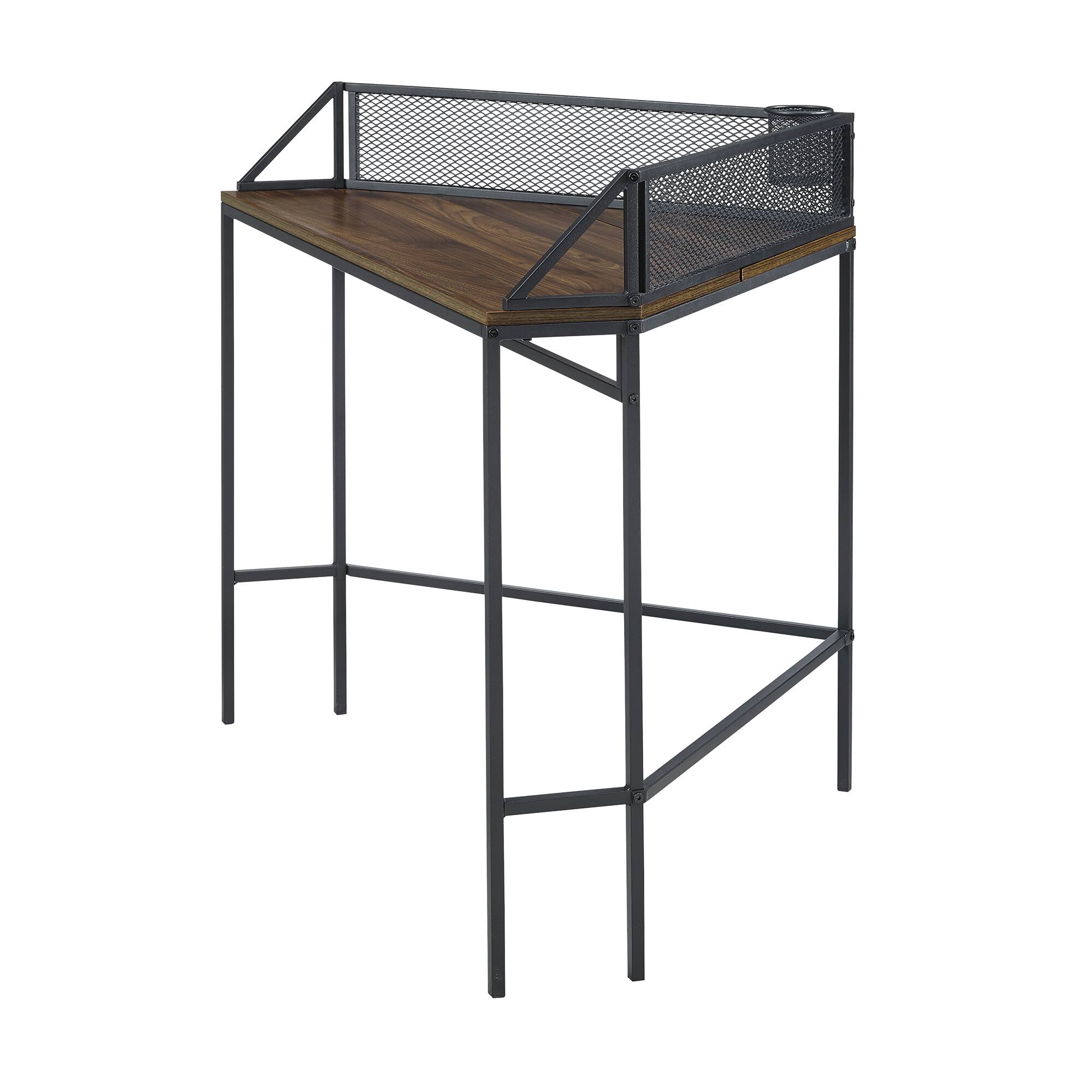 Walker Edison 42" Dark Walnut Industrial Corner Desk