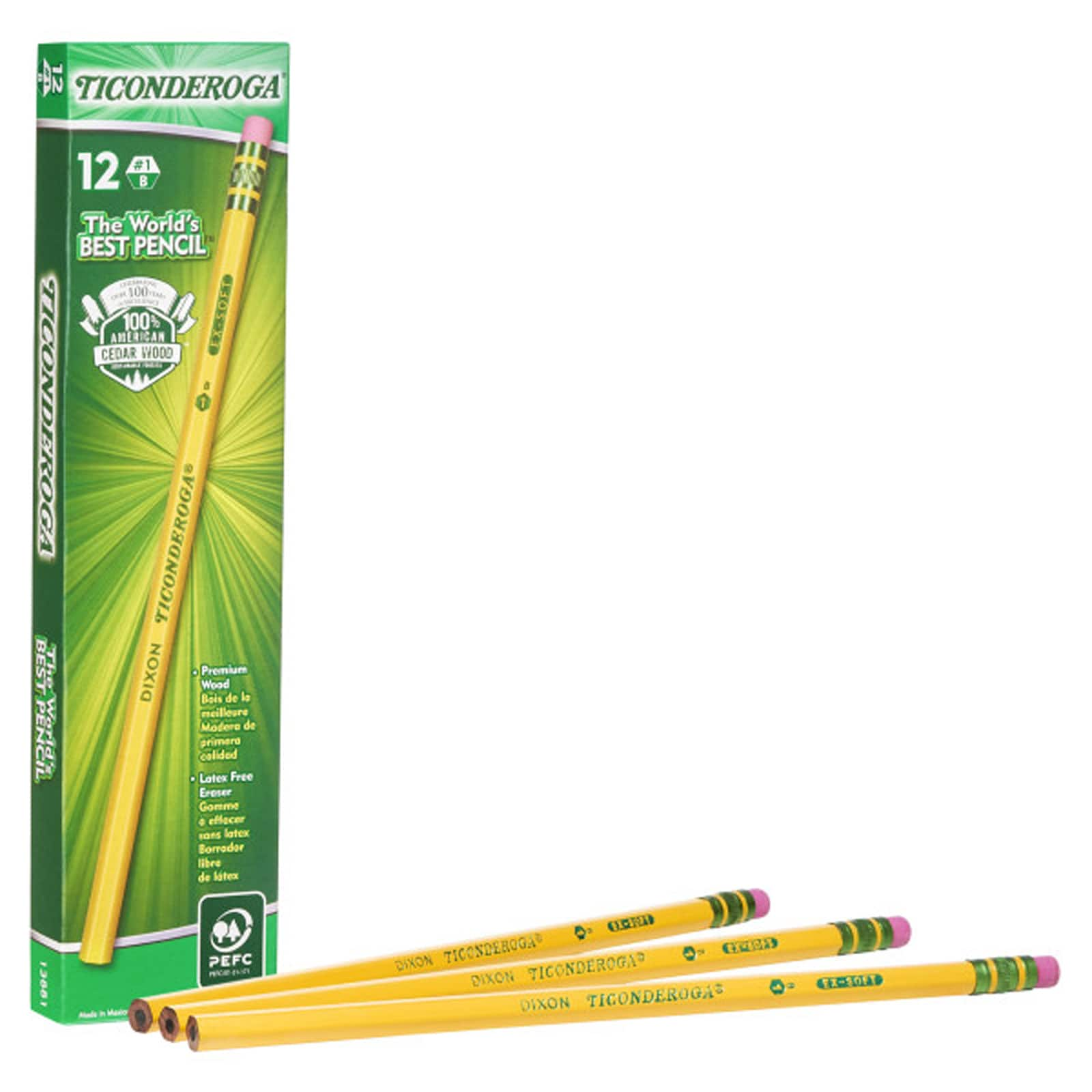 Ticonderoga&#xAE; #1 Extra Soft Yellow Unsharpened Pencils, 3 Packs of 12