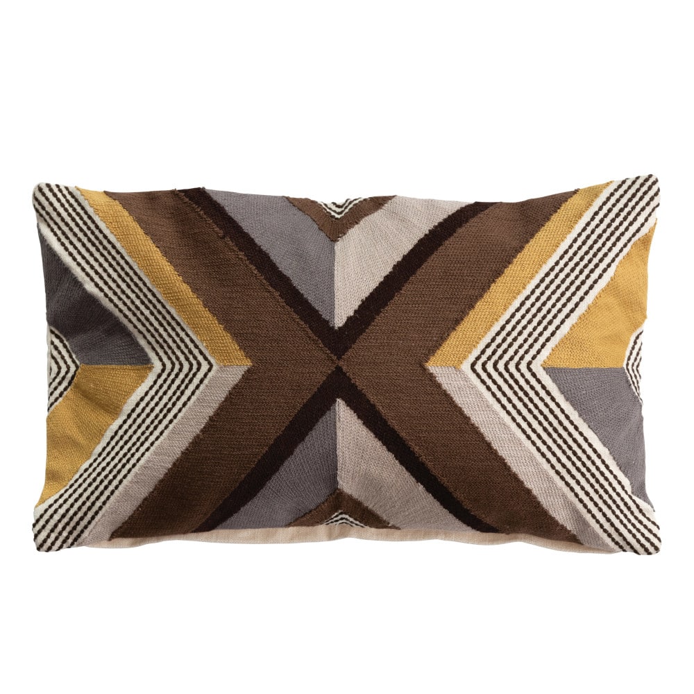 Hello Honey® Multicolor Embroidered Cotton Lumbar Pillow