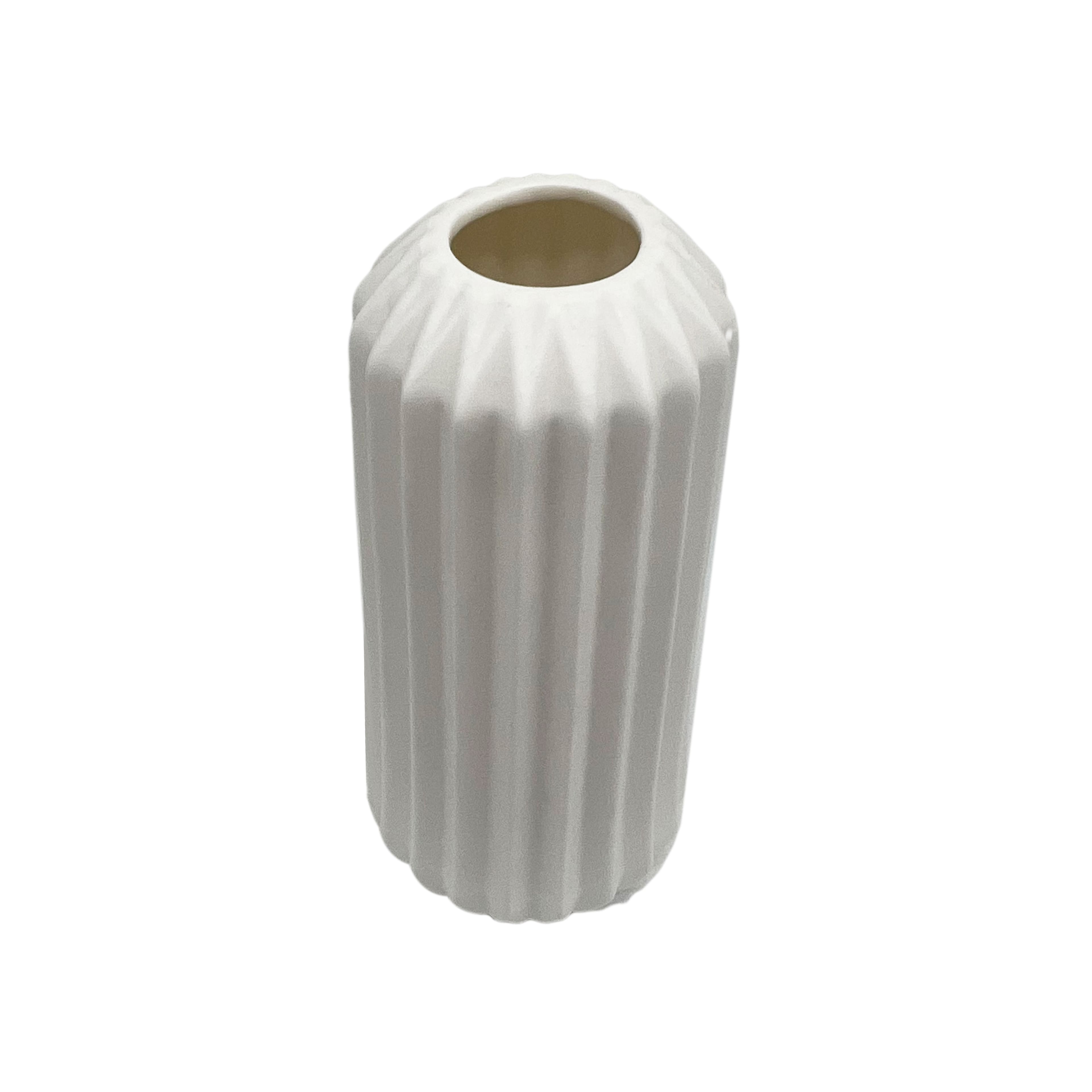 9&#x22; White Geometric Ceramic Vase by Ashland&#xAE;
