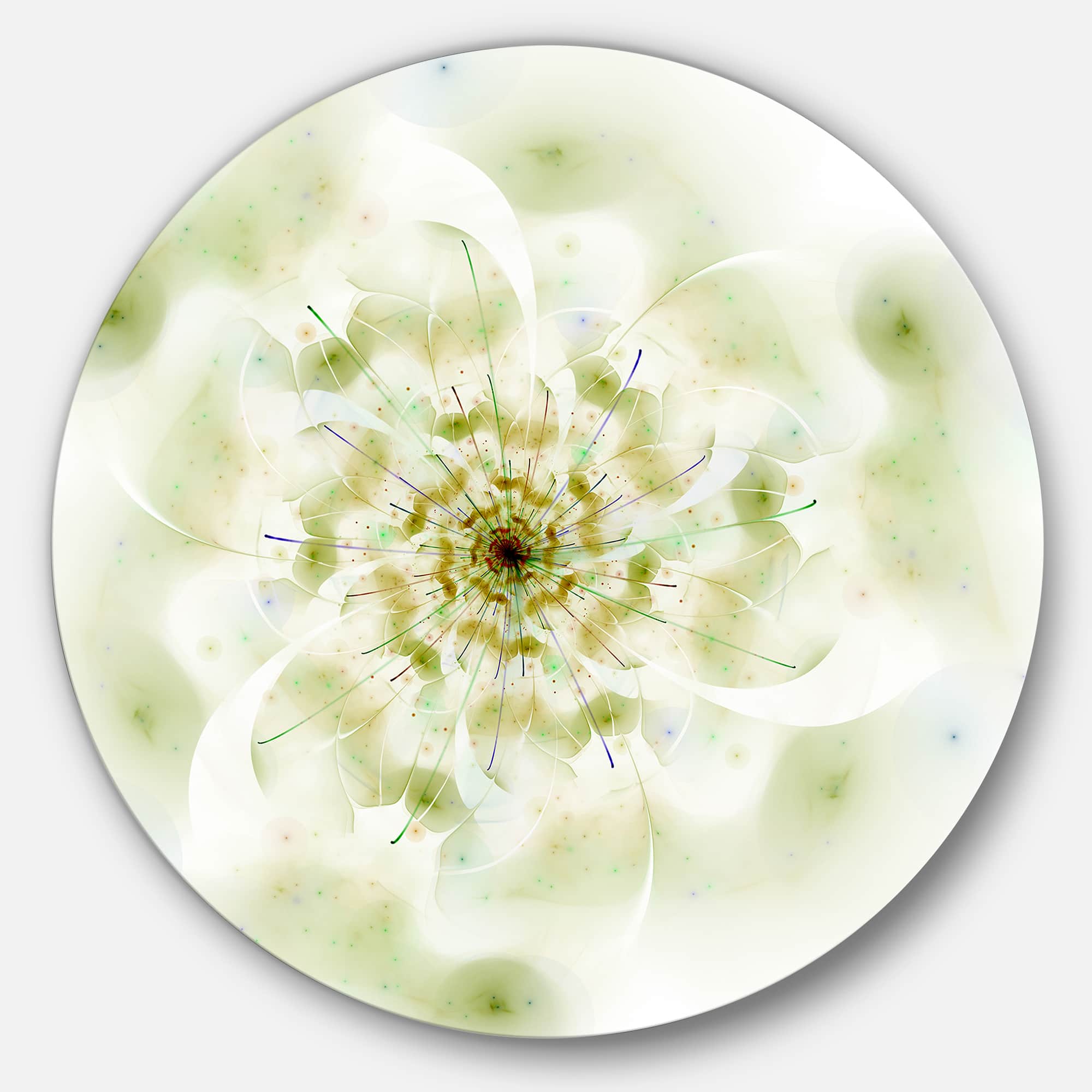 Designart - Full Bloom Fractal Flower in White' Large Flower Metal Circle Wall Art