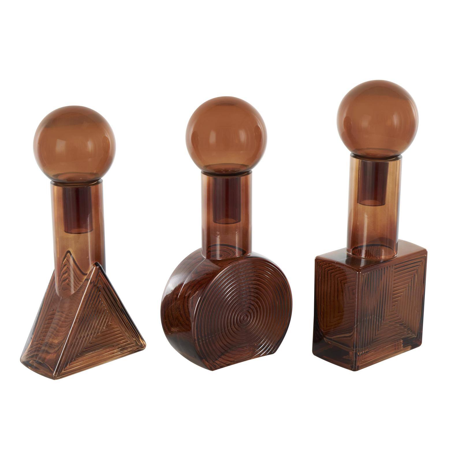 Amber Geometric Decorative Jar Set