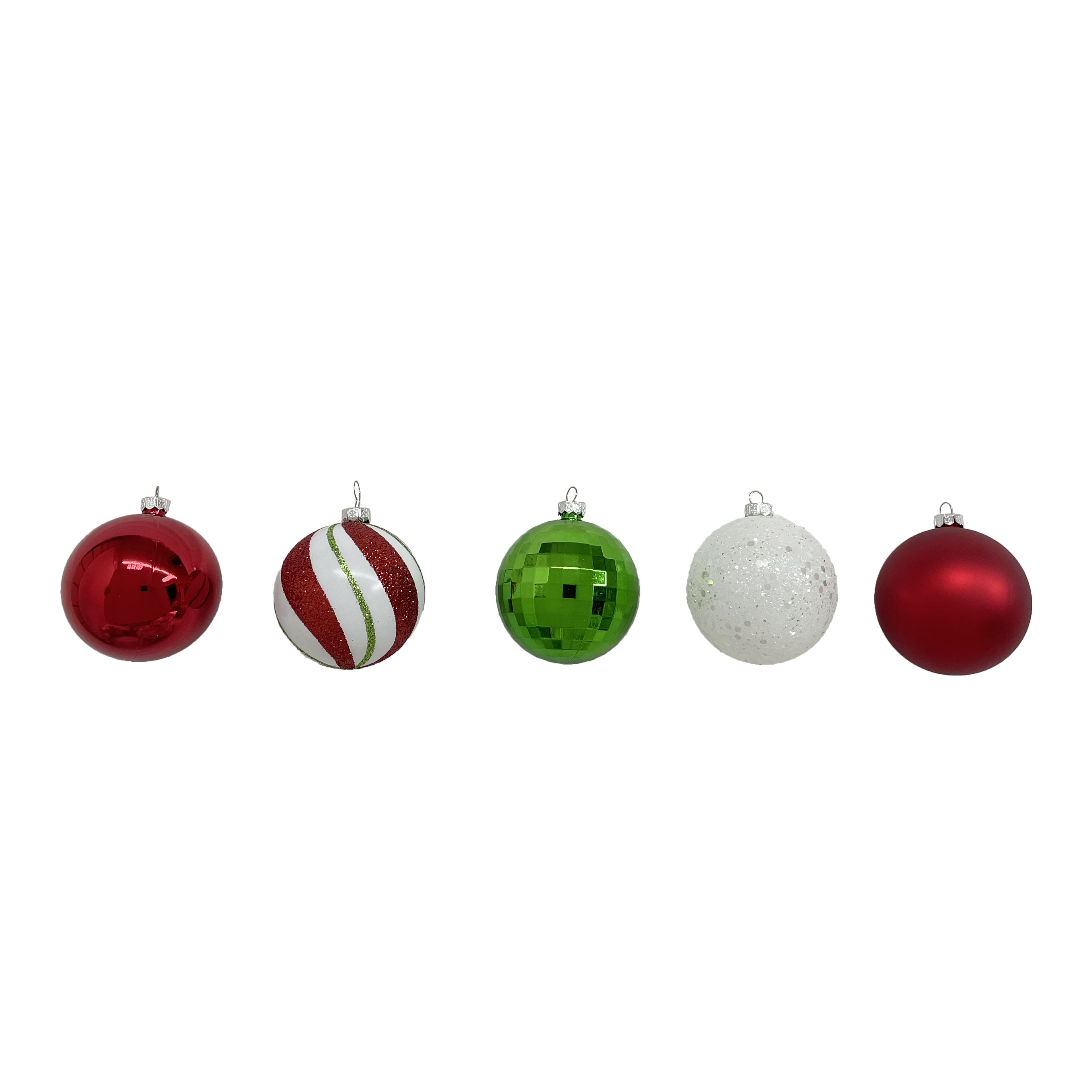 50 Pack 2&#x22; Red, White &#x26; Green Glossy Shatterproof Ball Ornament Mix by Ashland&#xAE;