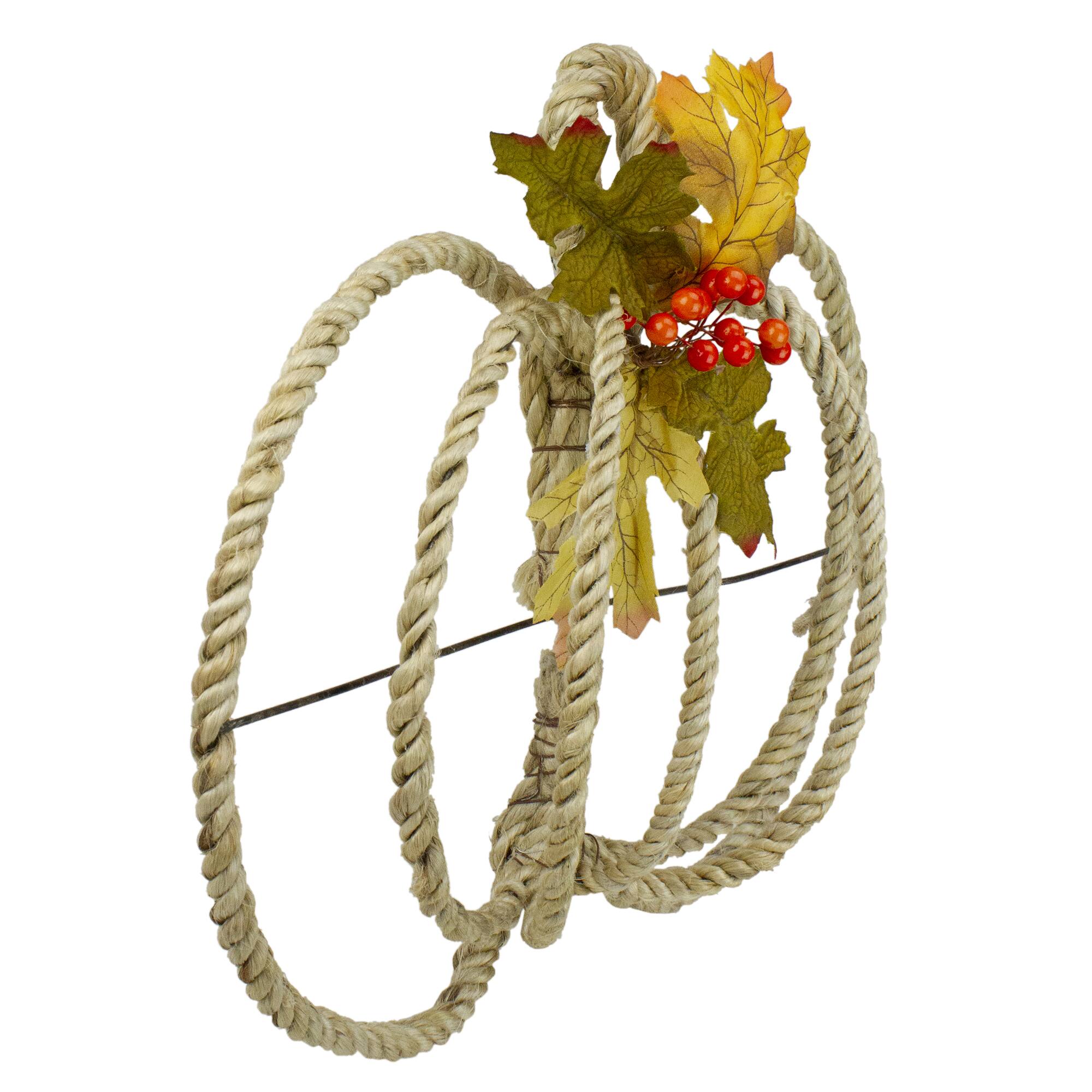 16" Autumn Foliage & Rope Pumpkin Wall Décor