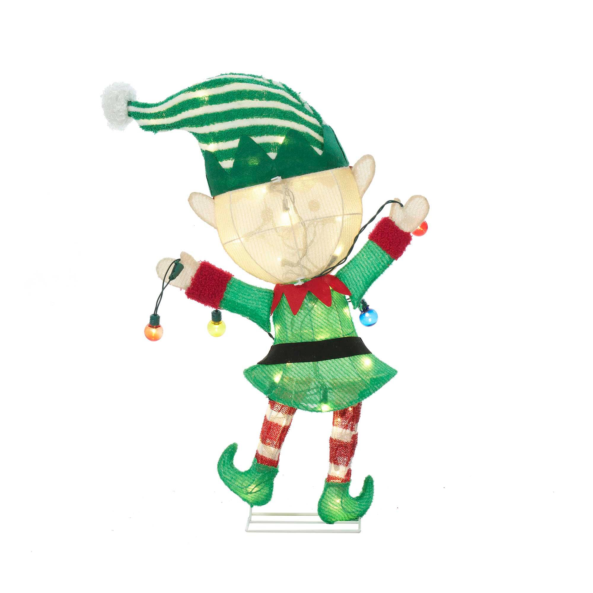 28" Tinself Elf with String Lights Figurine