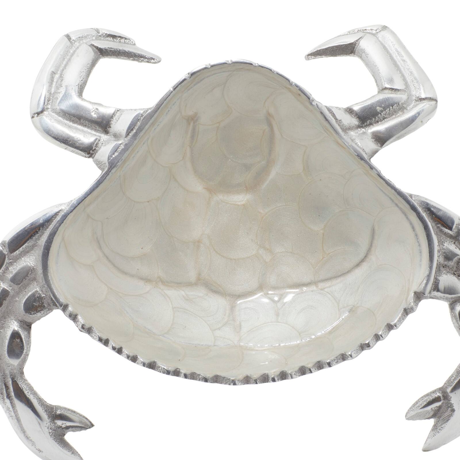 Set of 3 Silver Aluminum Coastal Serving Bowl, 11" x 1"