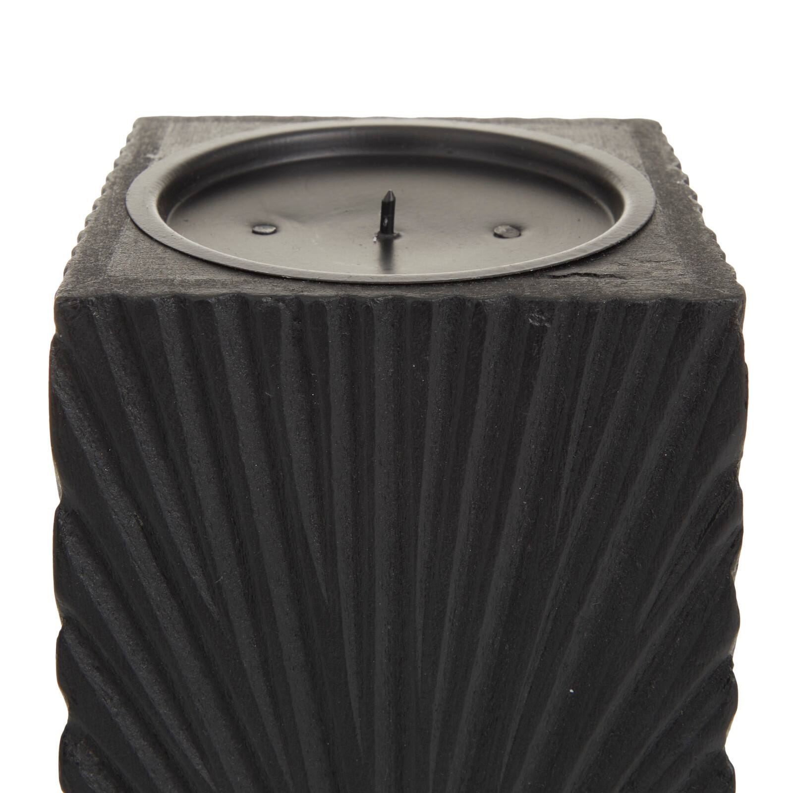 CosmoLiving by Cosmopolitan Black MDF Contemporary Candle Holder, 12" x 10" x 8"