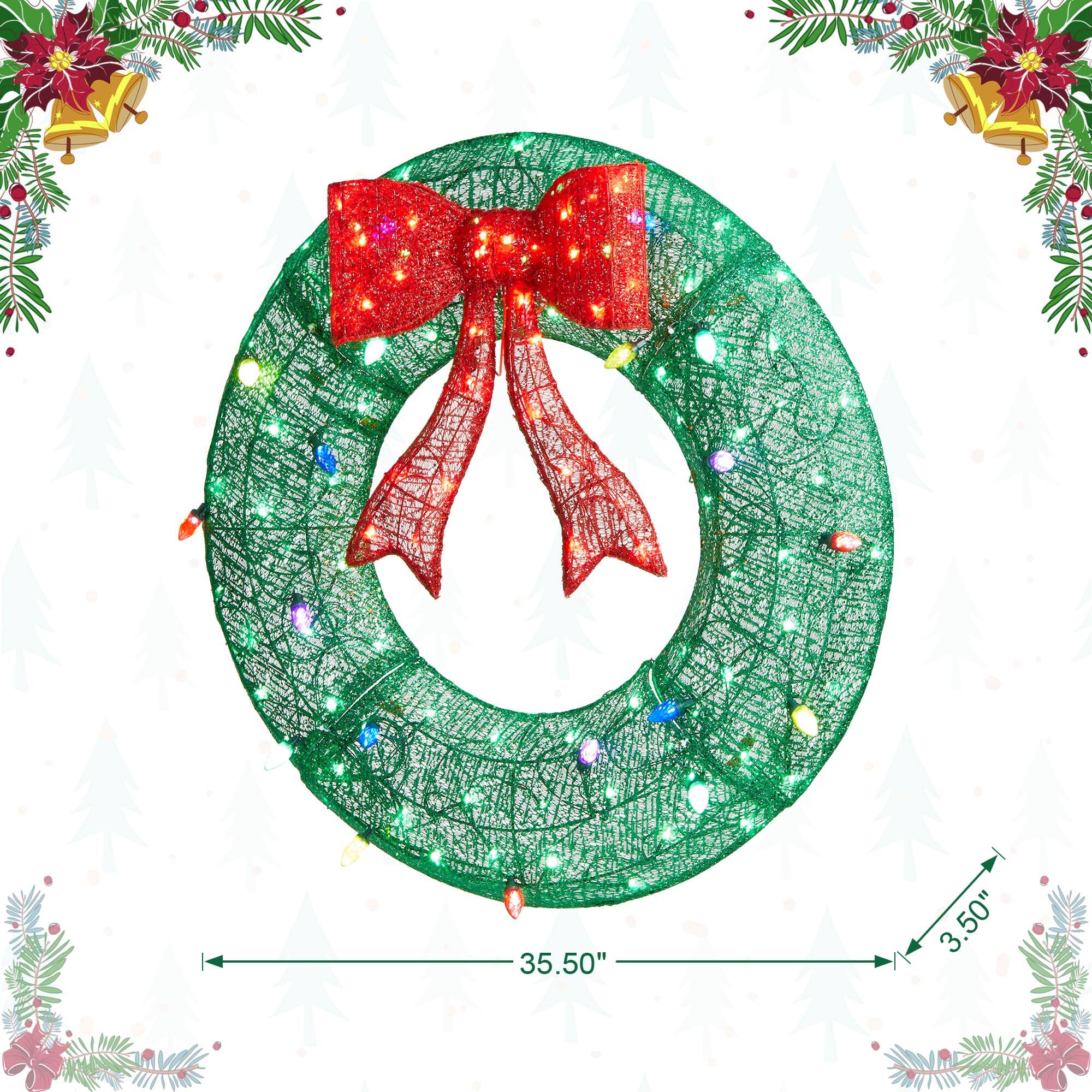 Glitzhome&#xAE; 3ft. Lighted Christmas 3D Mesh Wreath Outdoor D&#xE9;cor