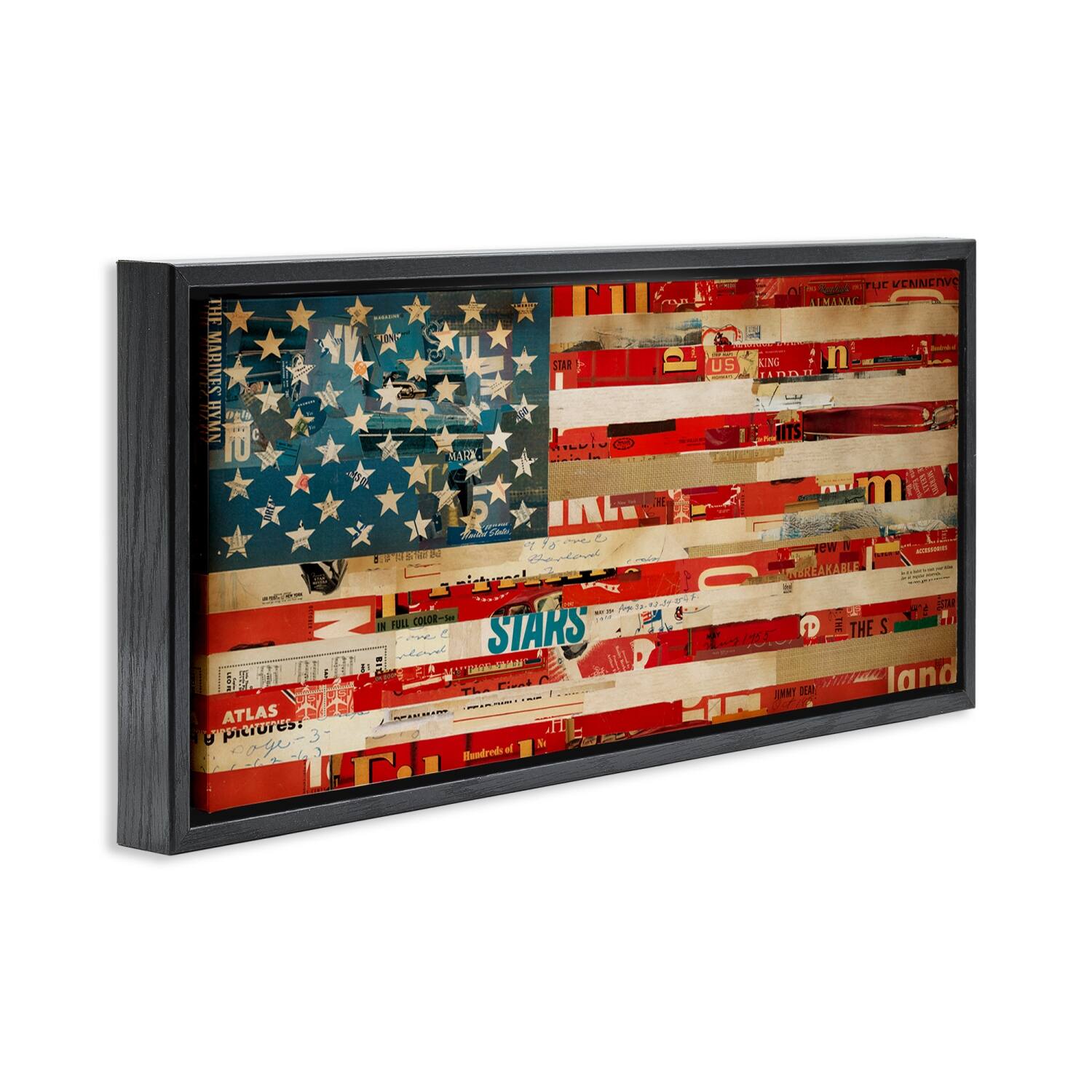 Stupell Industries Patriotic Collaged Flag Floater Framed Art