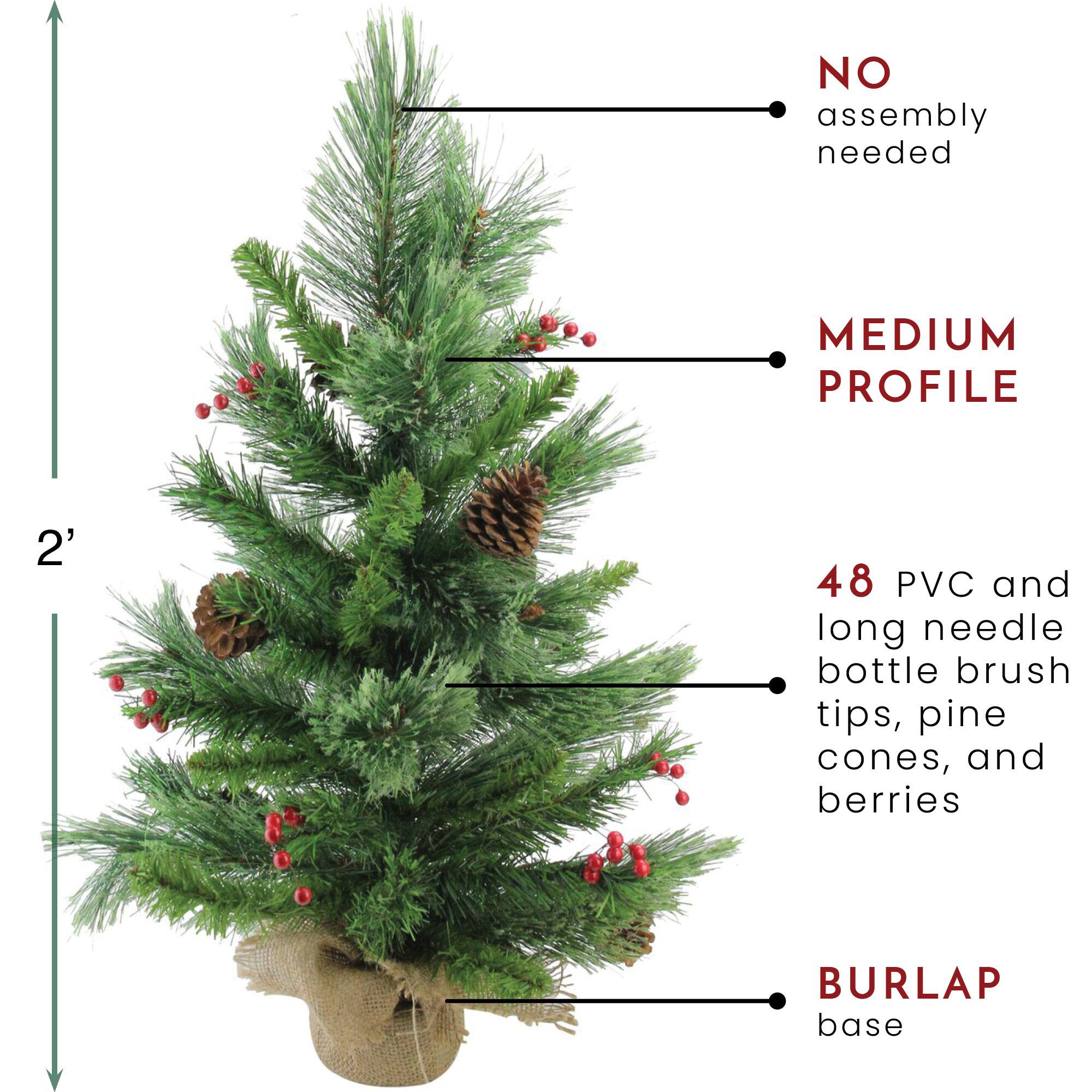 24" Unlit Mixed Cashmere Berry Pine Medium Artificial Christmas Tree