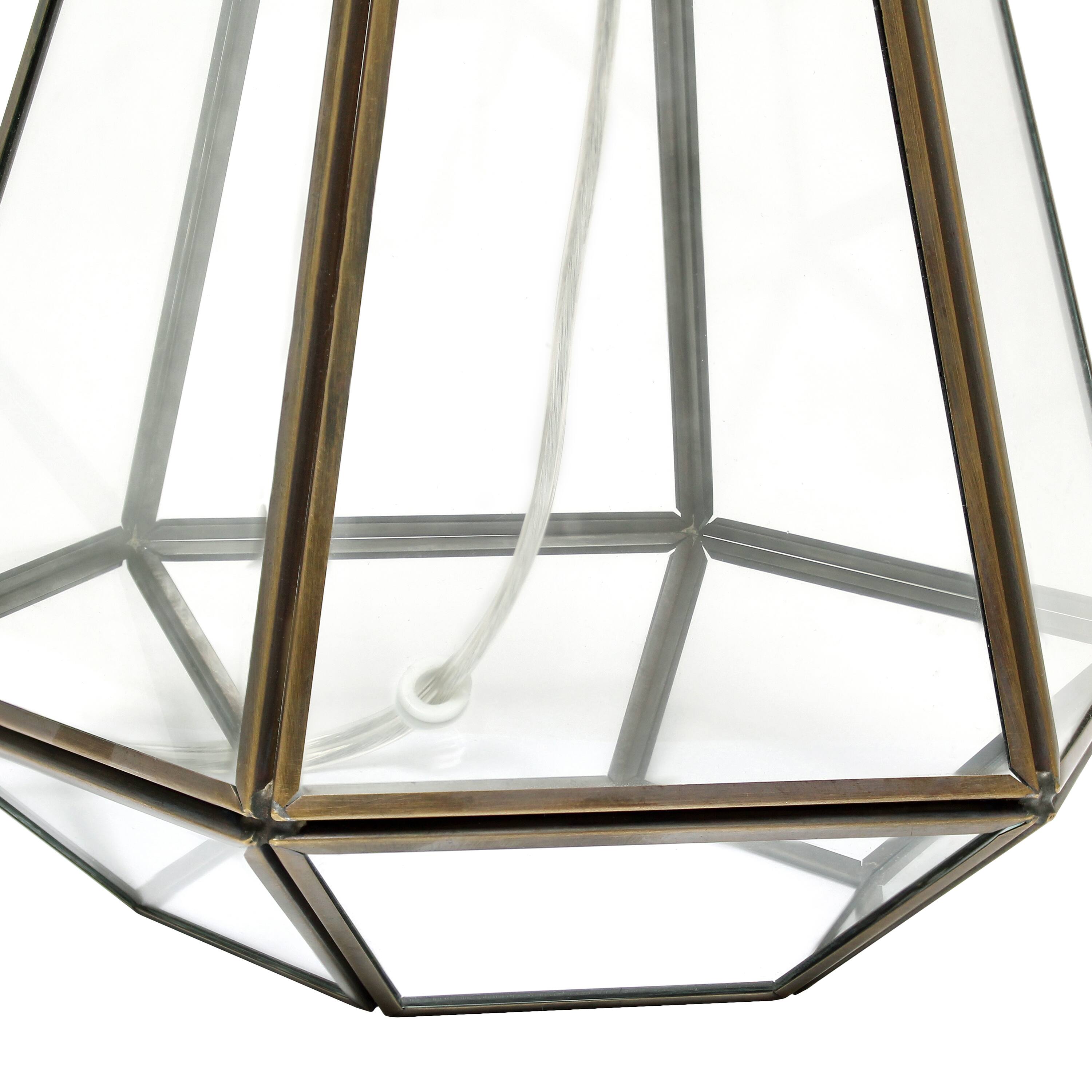 Lalia Home 18&#x22; Transparent Triagonal Brass Table Lamp