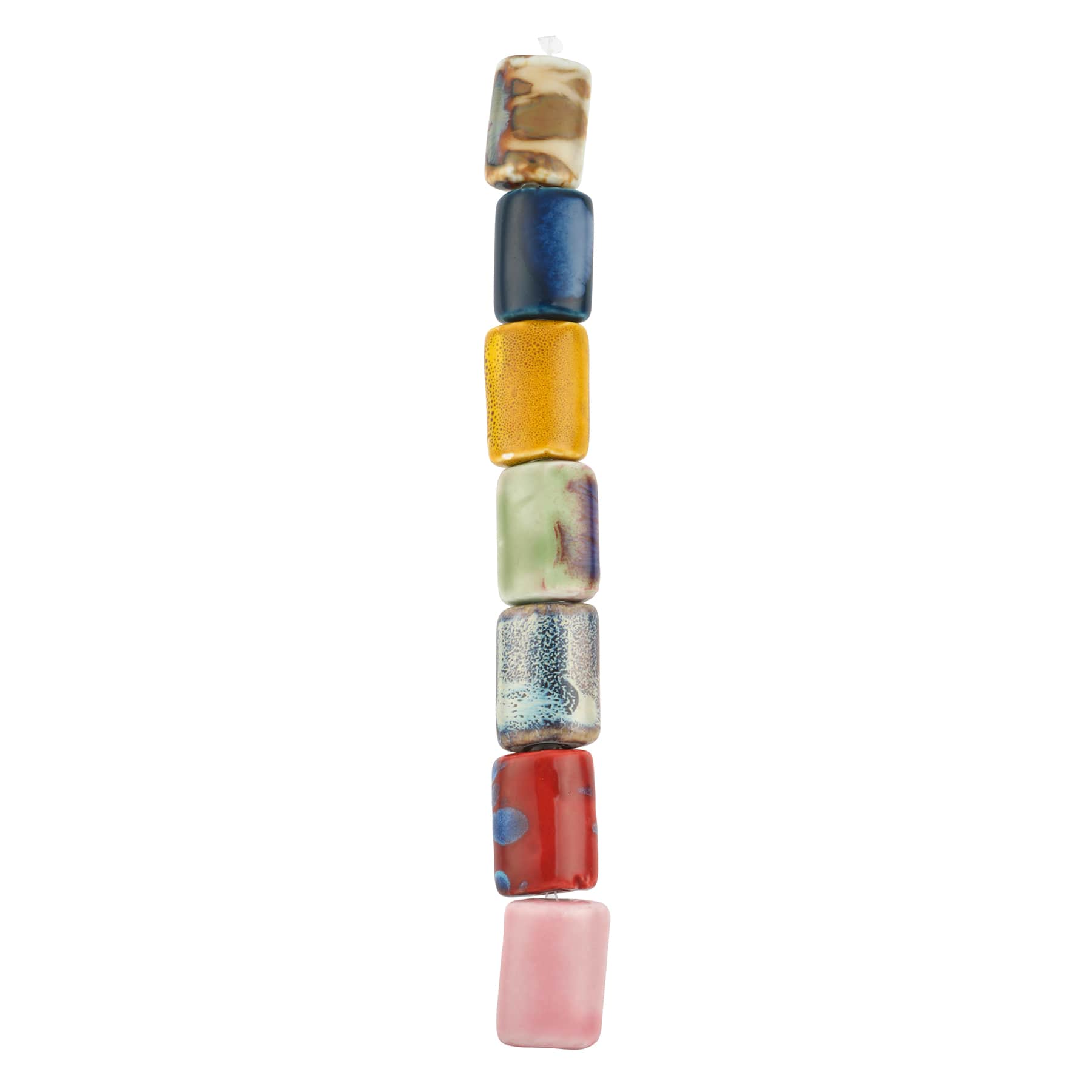 Multicolor Ceramic Puffed Rectangle Beads, 28mm by Bead Landing™
