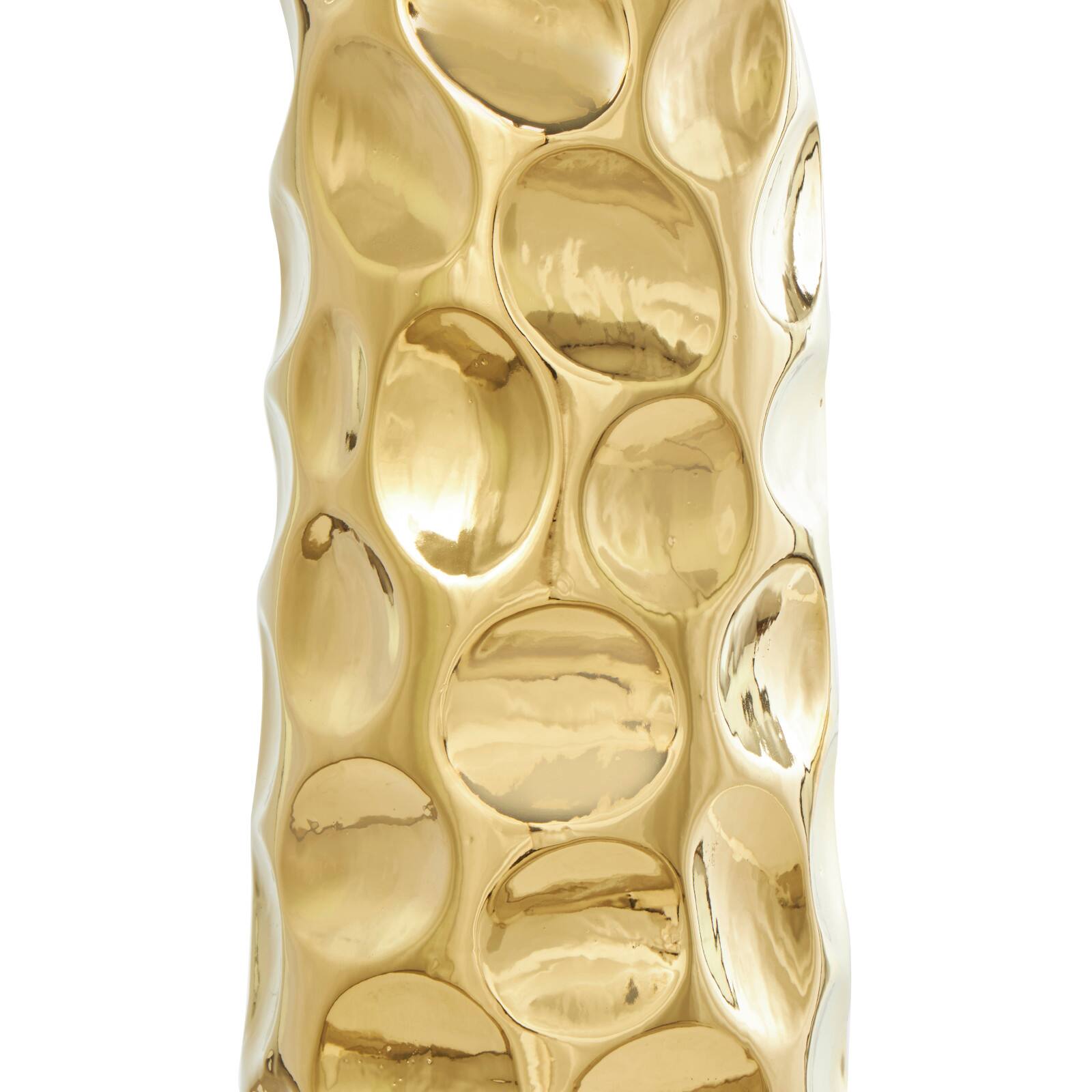 39&#x22; Gold Concaved Circles Ceramic Vase