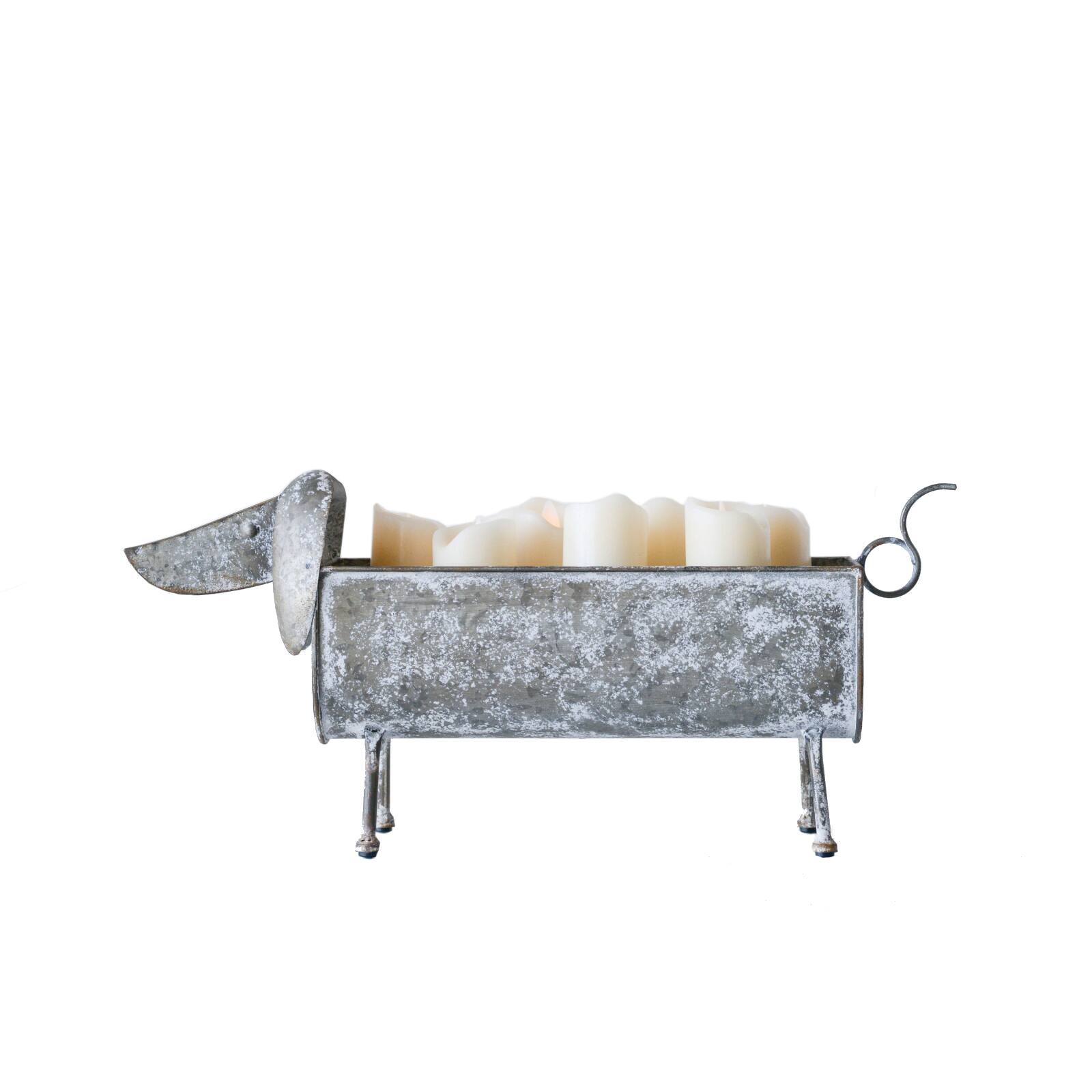 Hello Honey&#xAE; 19&#x22; Dog Shaped Decorative Metal Planter