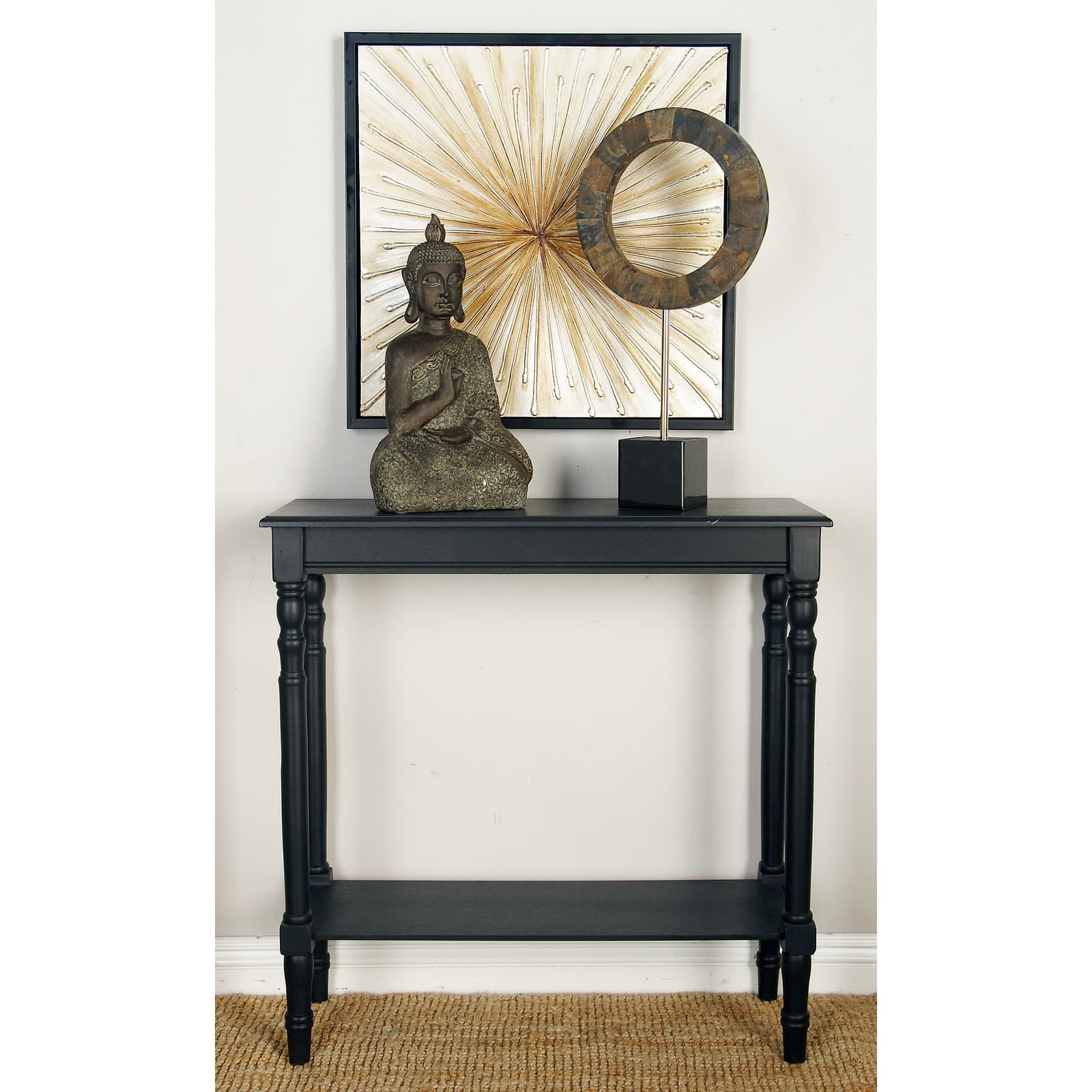 Black Traditional Wood Console Table, 32" x 32"