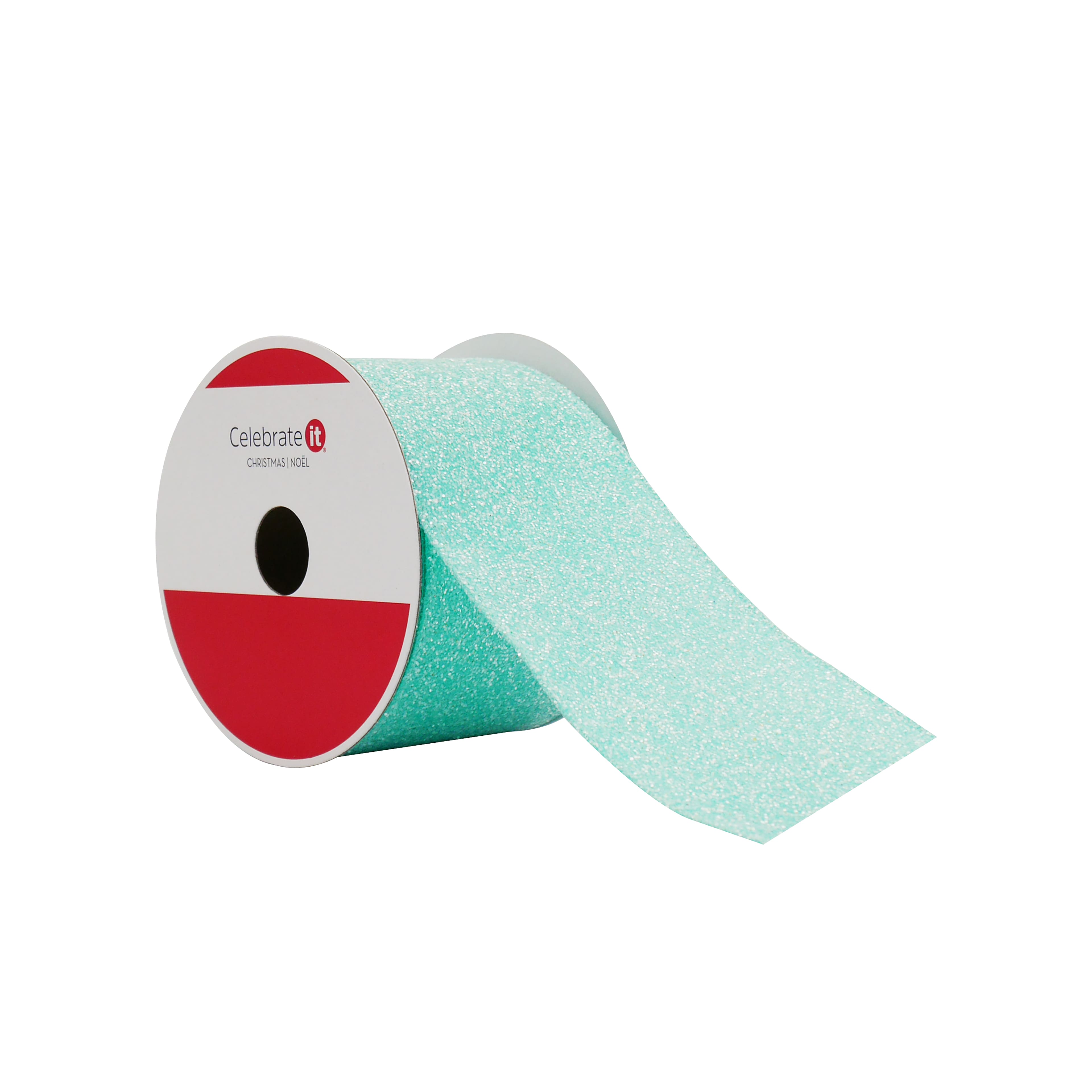 2.5&#x22; x 20ft. Turquoise Glitter Wired Taffeta Ribbon by Celebrate It&#xAE;