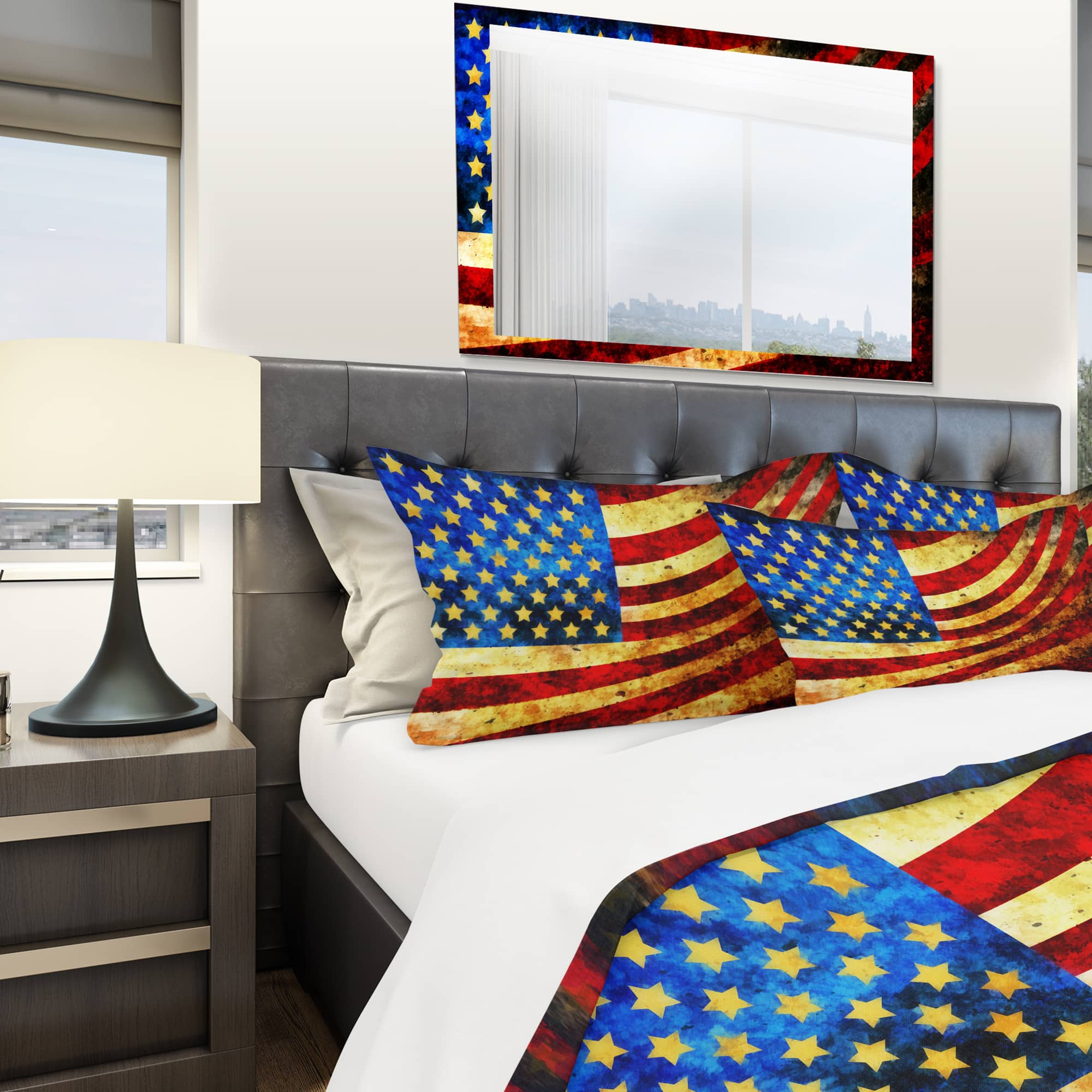 Designart 'God Bless America Flag' Modern & Contemporary Bedding Set - Duvet Cover & Shams