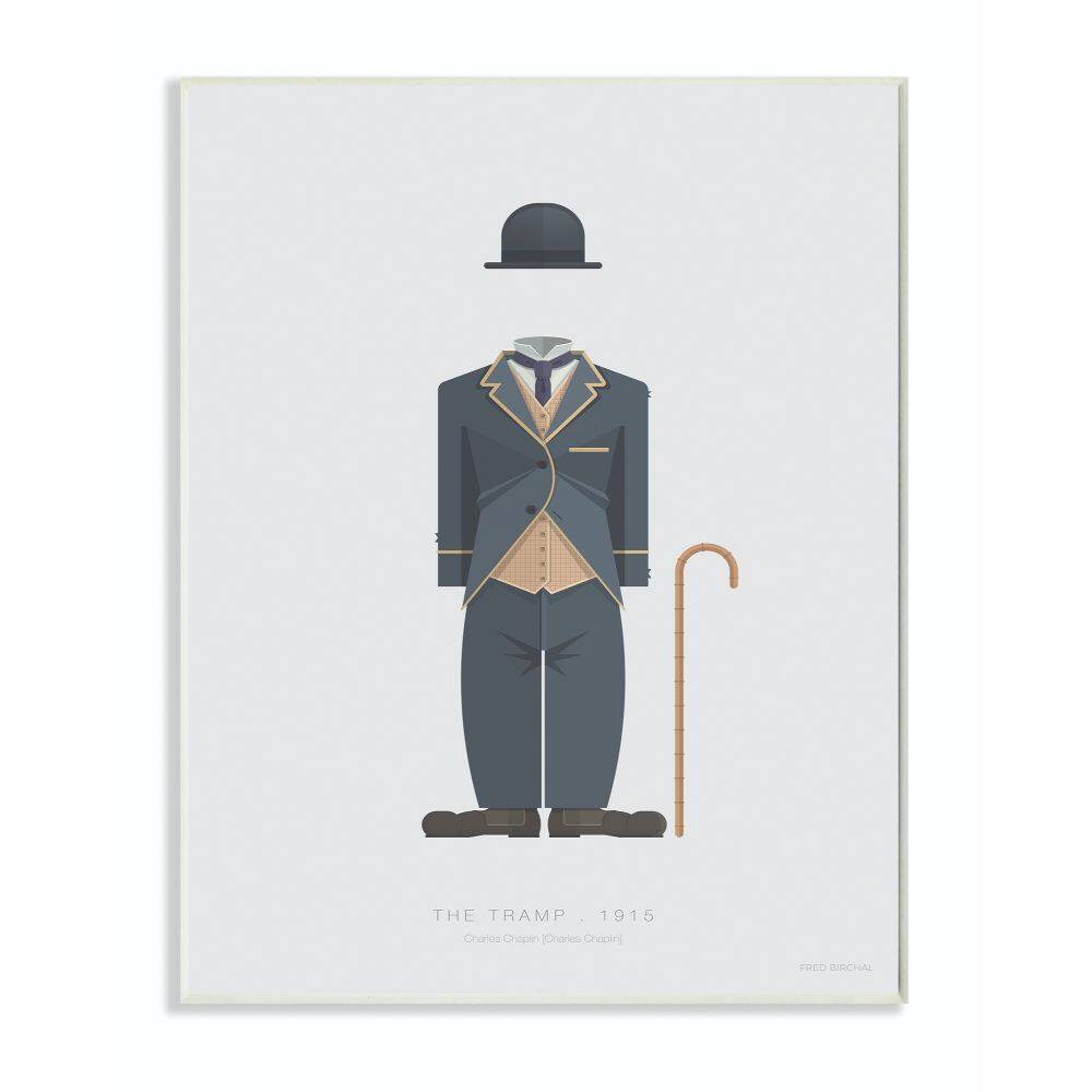 Stupell Industries Charlie Chaplin Minimalist Illustration Wooden Wall Plaque