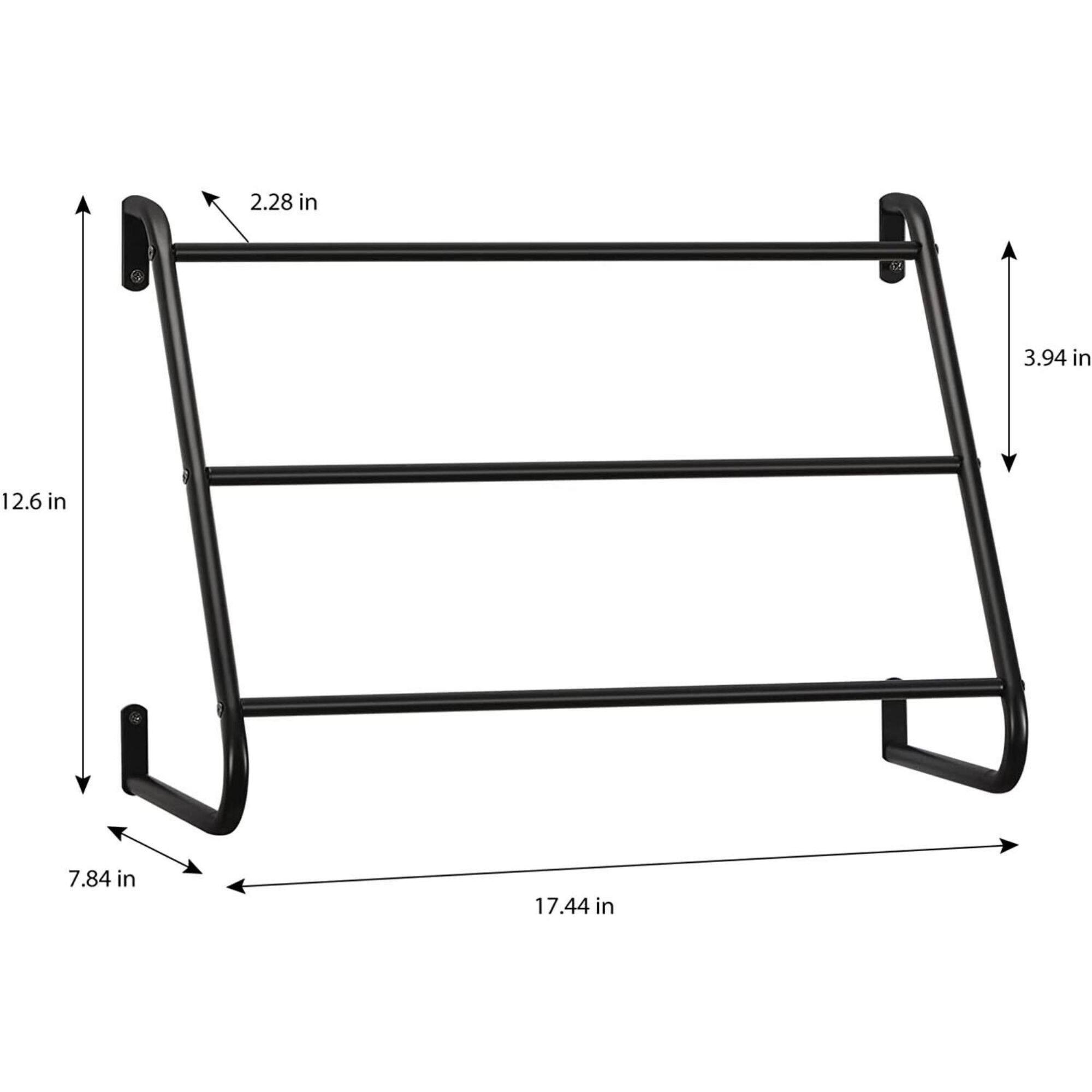 NEX&#x2122; 3-Tier Black Wall Mounted Towel Bar Rack